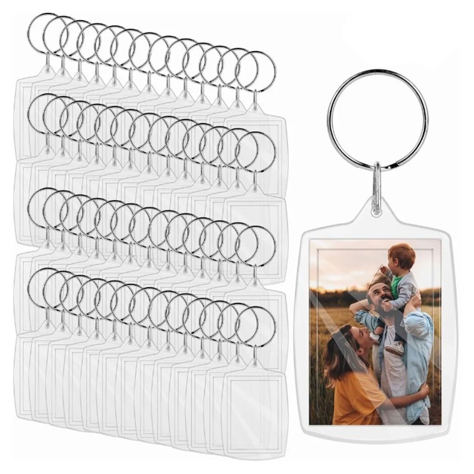 50Pcs Photo Insert Keychain Acrylic Blank Transparent Photo Picture Frame Keyring - Image 6