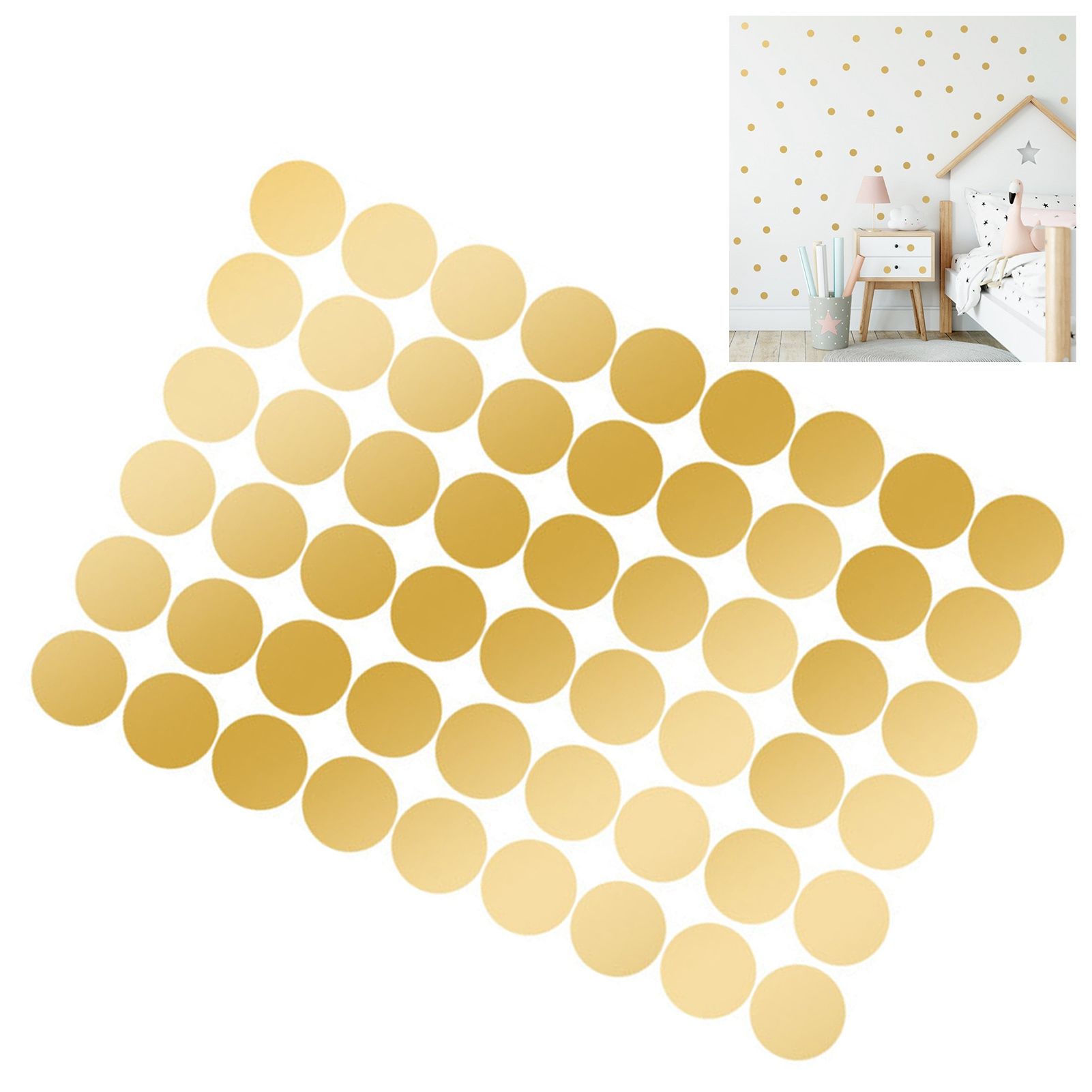 108Pcs Dot Stickers Pure Color Round Shaped PVC Wide Application Circle Stickers for Office Bedroom Kitchen 11.2x16.1in Gold(1.5x1.5in) - Image 5