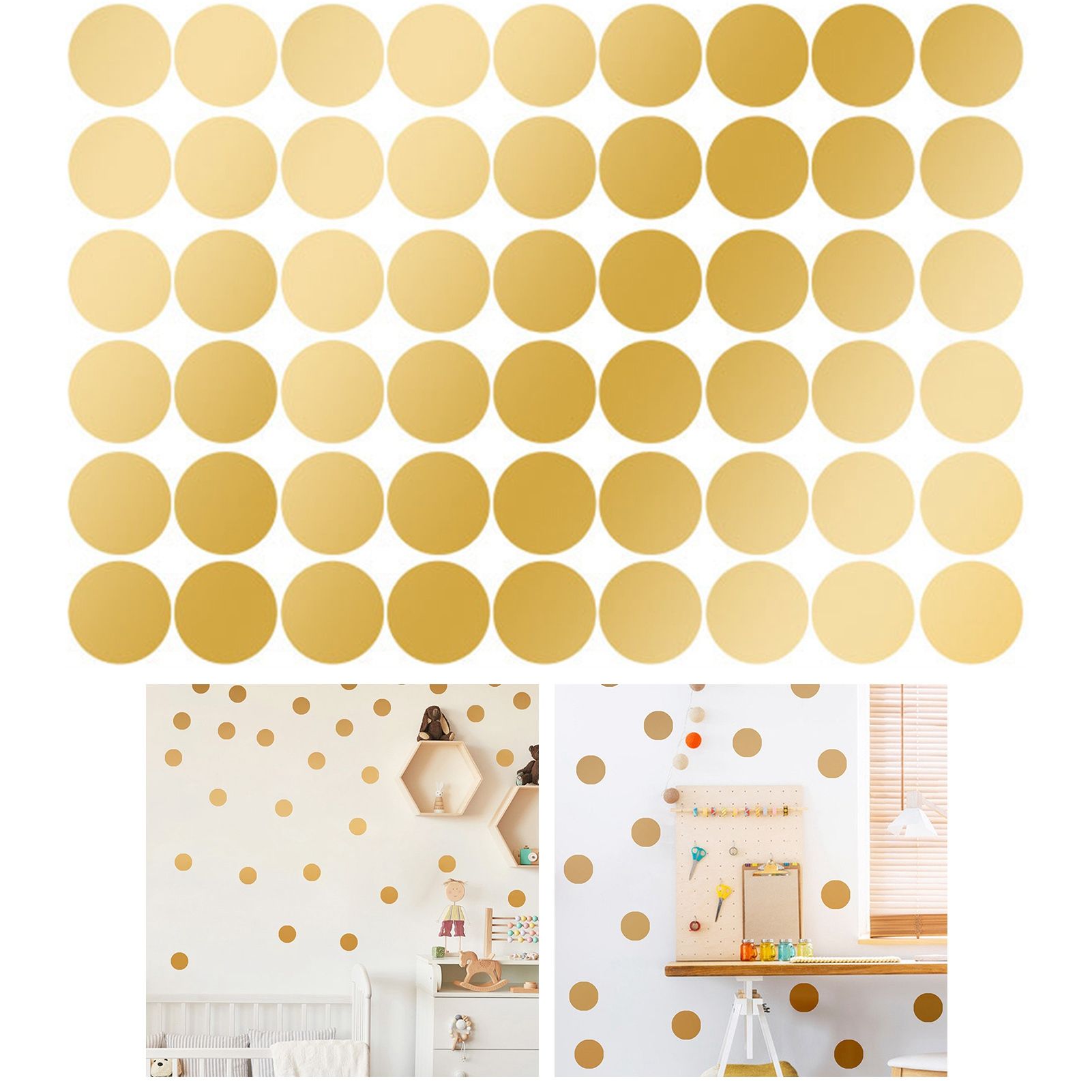 108Pcs Dot Stickers Pure Color Round Shaped PVC Wide Application Circle Stickers for Office Bedroom Kitchen 11.2x16.1in Gold(1.5x1.5in) - Image 6