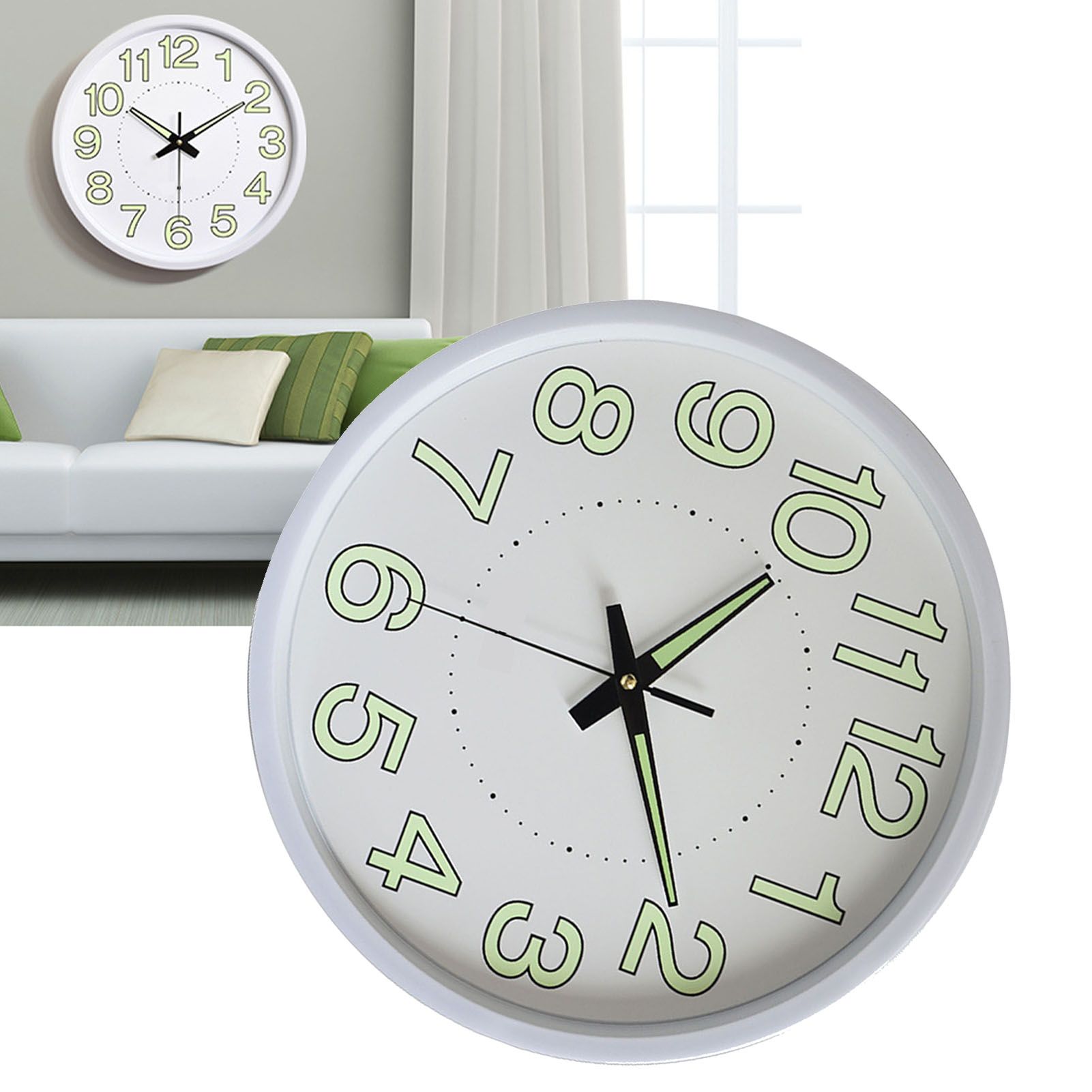 12 Inch Luminous Wall Clock Minimalist Round Quartz Clock for Bedroom Living Room Decoration White - Image 5