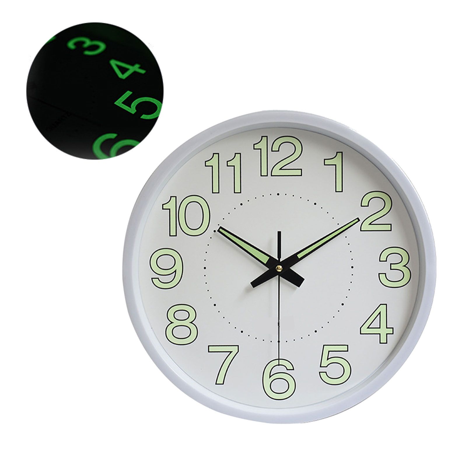 12 Inch Luminous Wall Clock Minimalist Round Quartz Clock for Bedroom Living Room Decoration White - Image 6