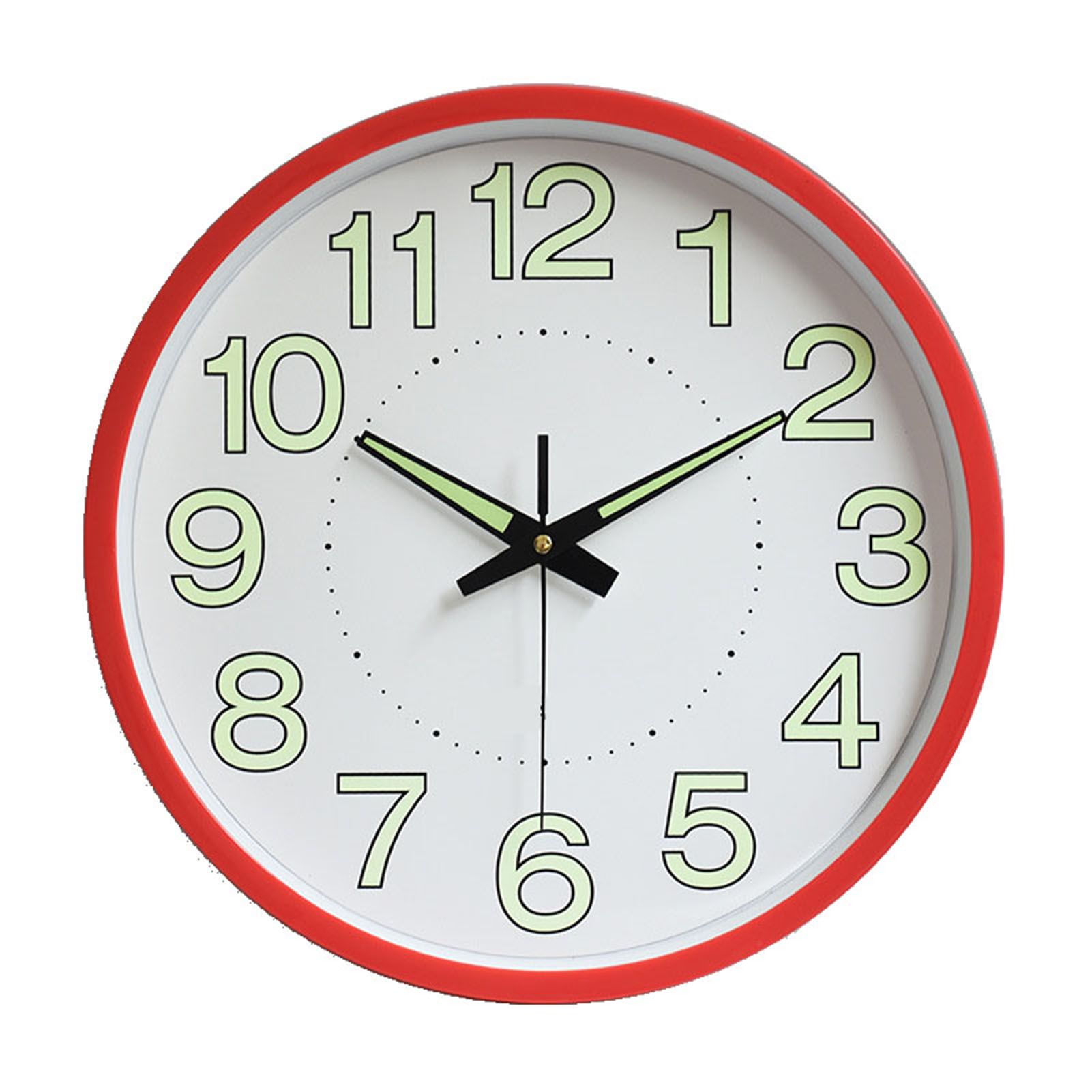 12 Inch Luminous Wall Clock Minimalist Round Quartz Clock for Bedroom Living Room Decoration Red - Image 1