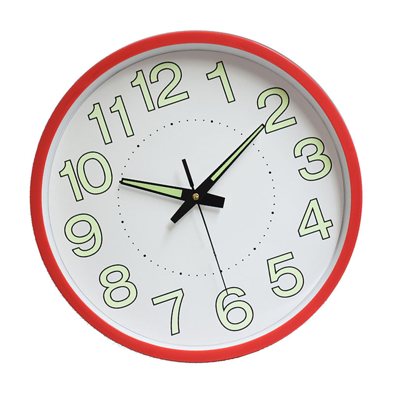 12 Inch Luminous Wall Clock Minimalist Round Quartz Clock for Bedroom Living Room Decoration Red - Image 2