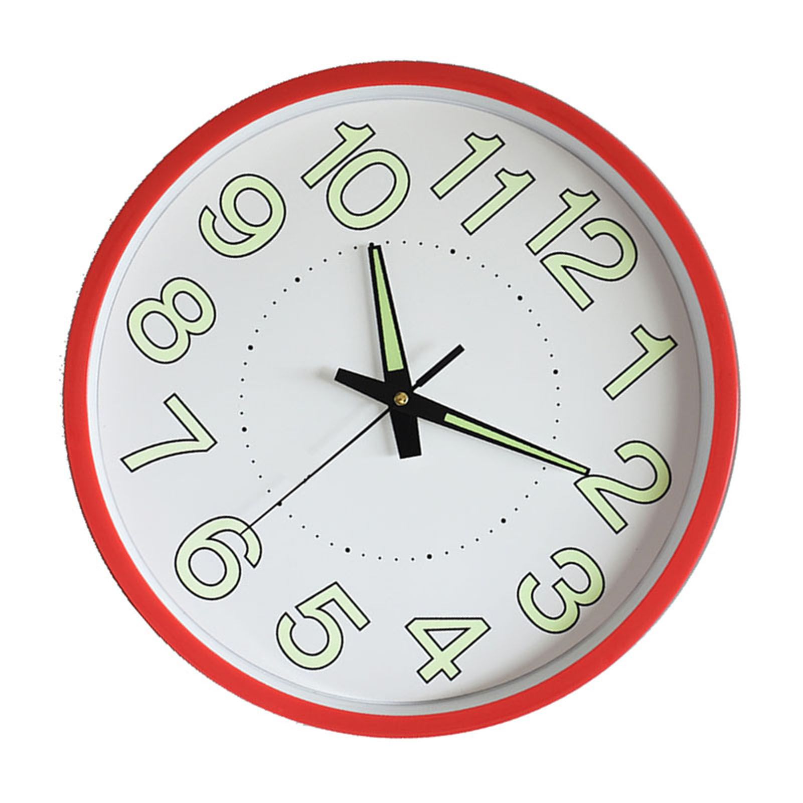 12 Inch Luminous Wall Clock Minimalist Round Quartz Clock for Bedroom Living Room Decoration Red - Image 3