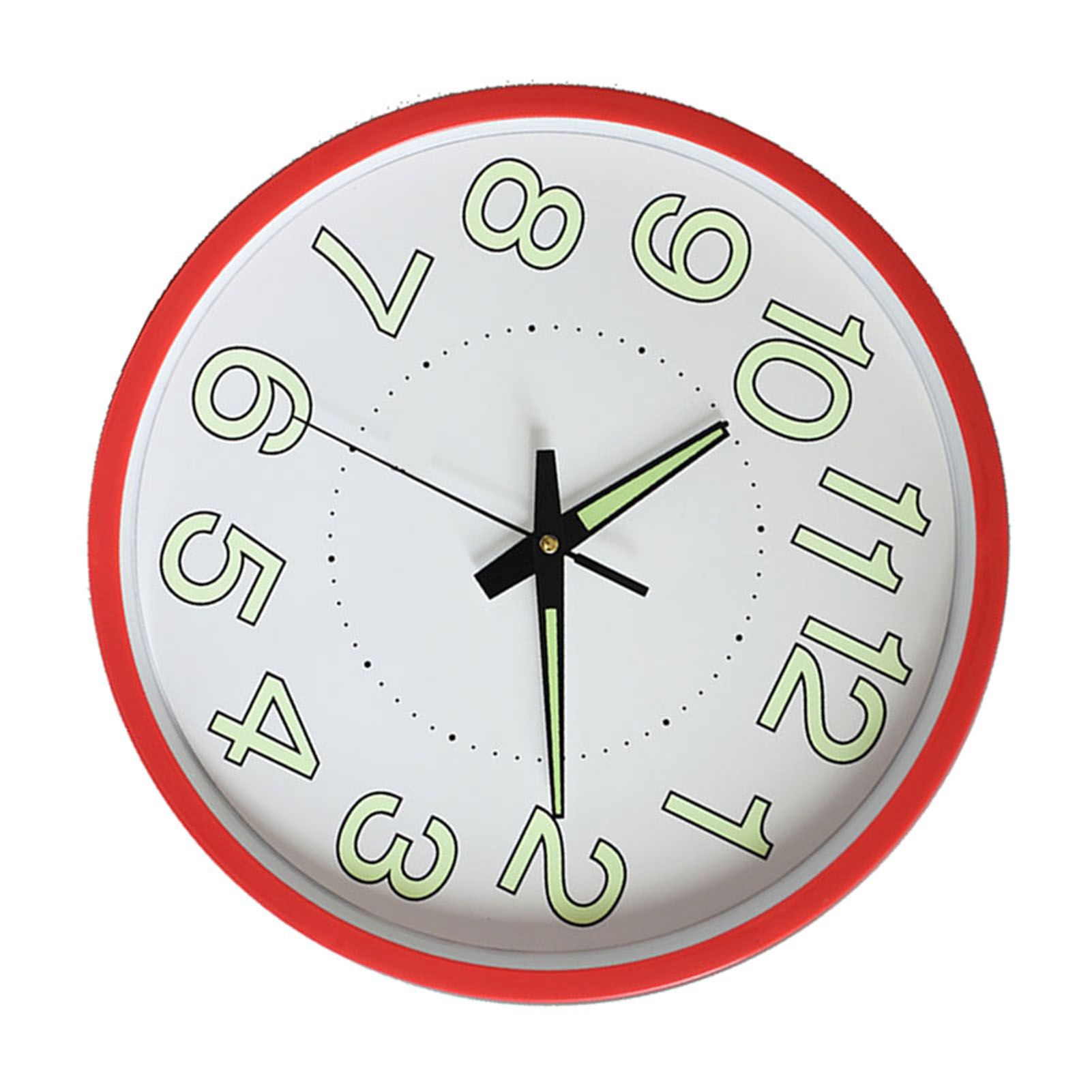 12 Inch Luminous Wall Clock Minimalist Round Quartz Clock for Bedroom Living Room Decoration Red - Image 4