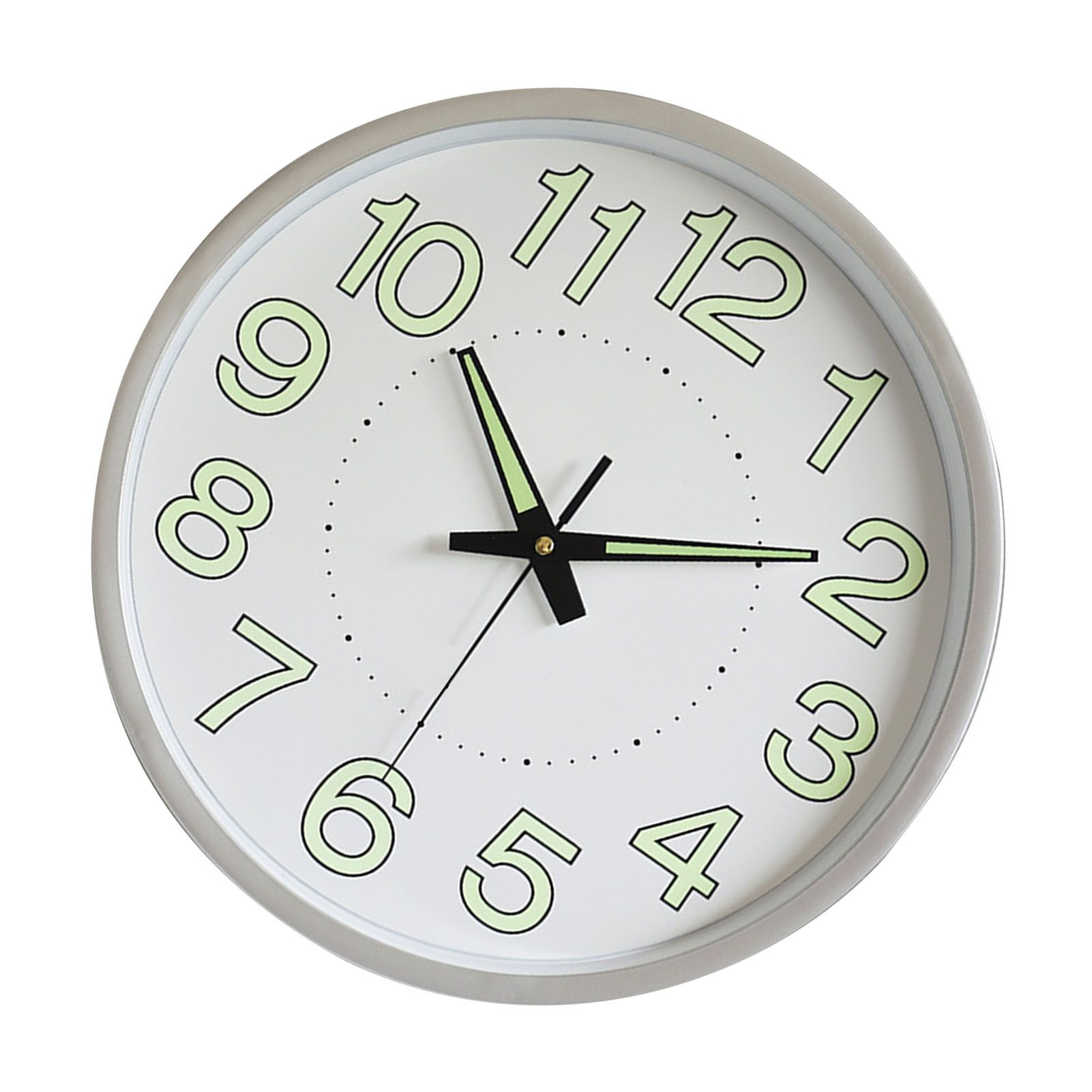 12 Inch Luminous Wall Clock Minimalist Round Quartz Clock for Bedroom Living Room Decoration Silver - Image 3