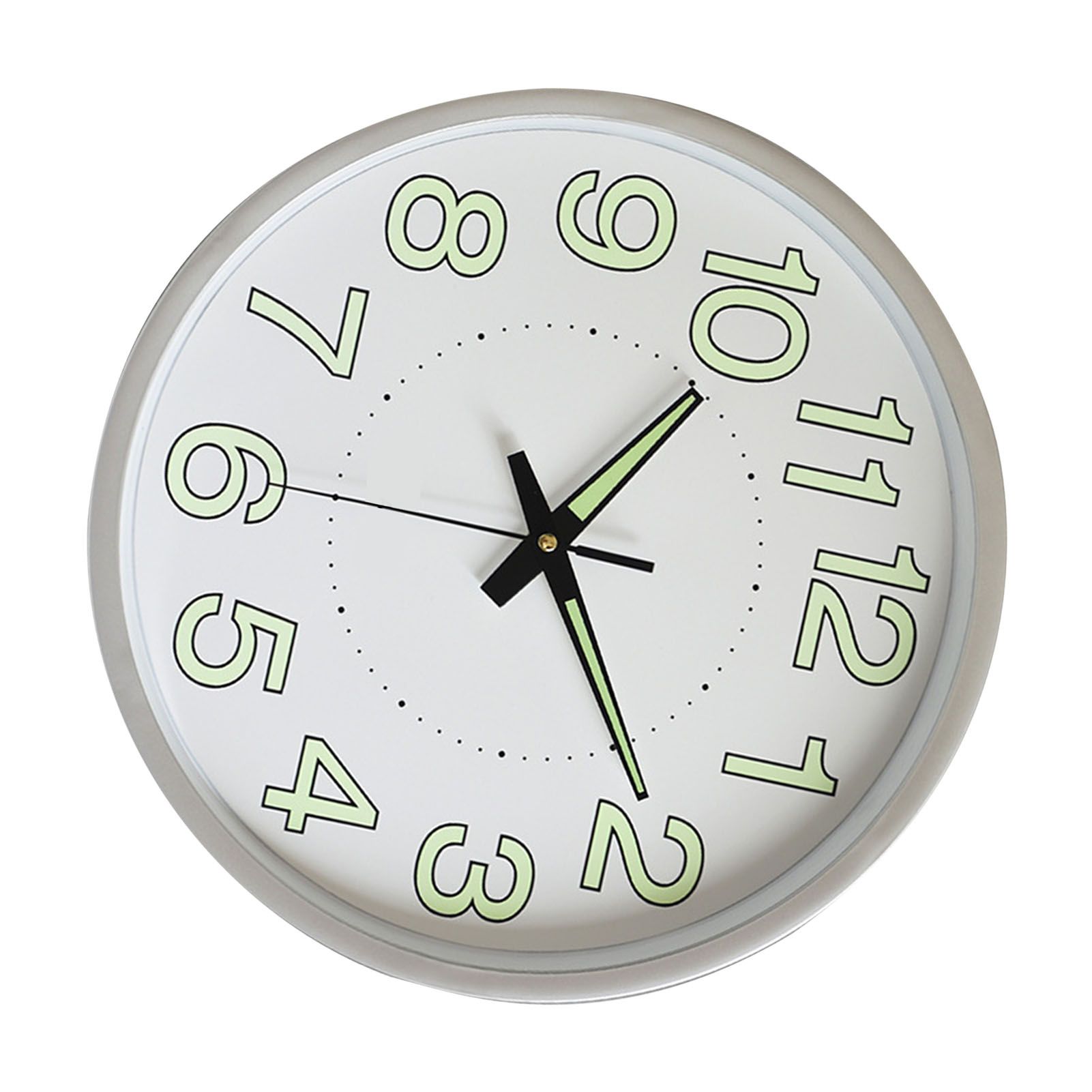 12 Inch Luminous Wall Clock Minimalist Round Quartz Clock for Bedroom Living Room Decoration Silver - Image 4