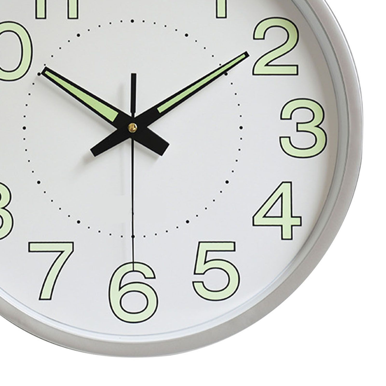 12 Inch Luminous Wall Clock Minimalist Round Quartz Clock for Bedroom Living Room Decoration Silver - Image 7