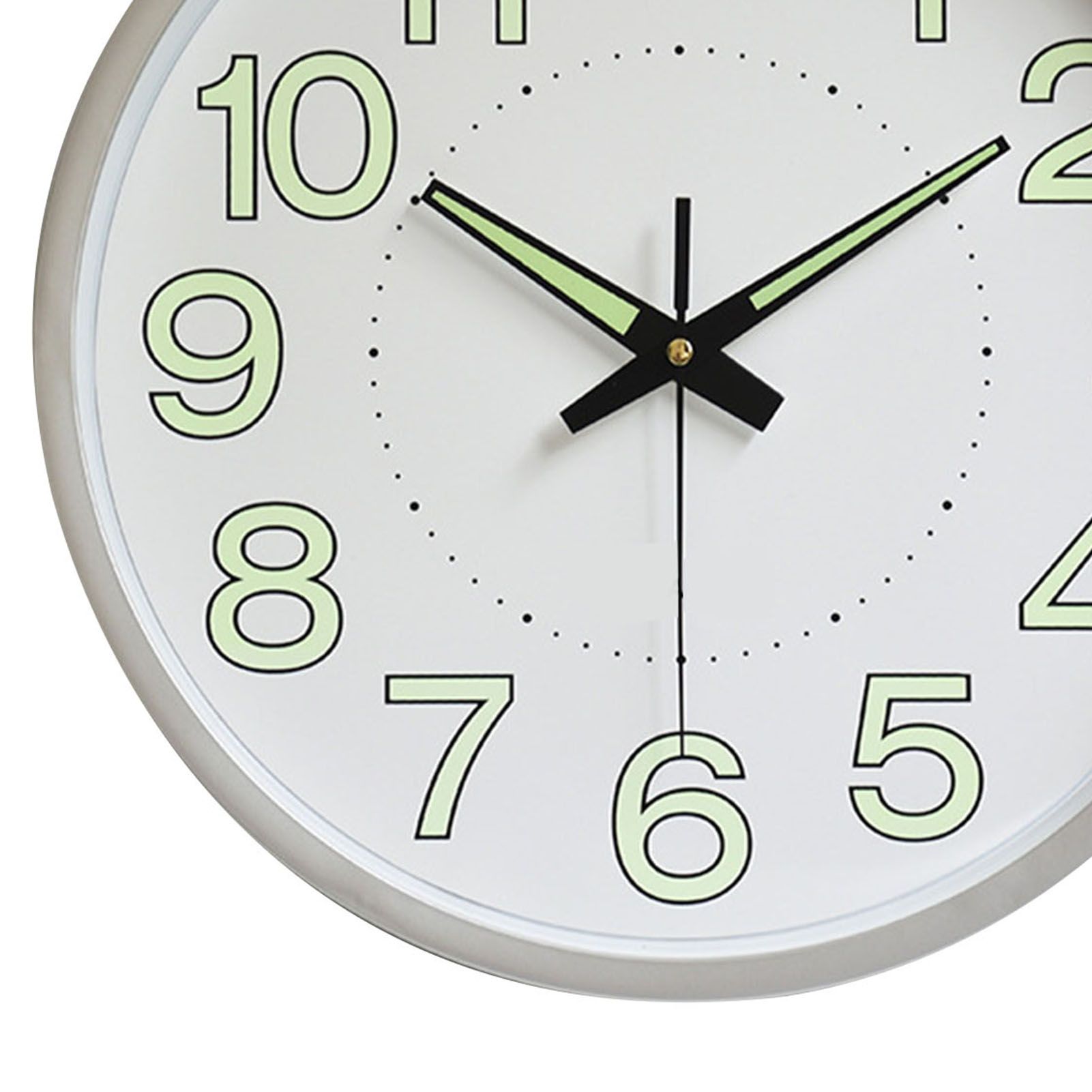 12 Inch Luminous Wall Clock Minimalist Round Quartz Clock for Bedroom Living Room Decoration Silver - Image 8