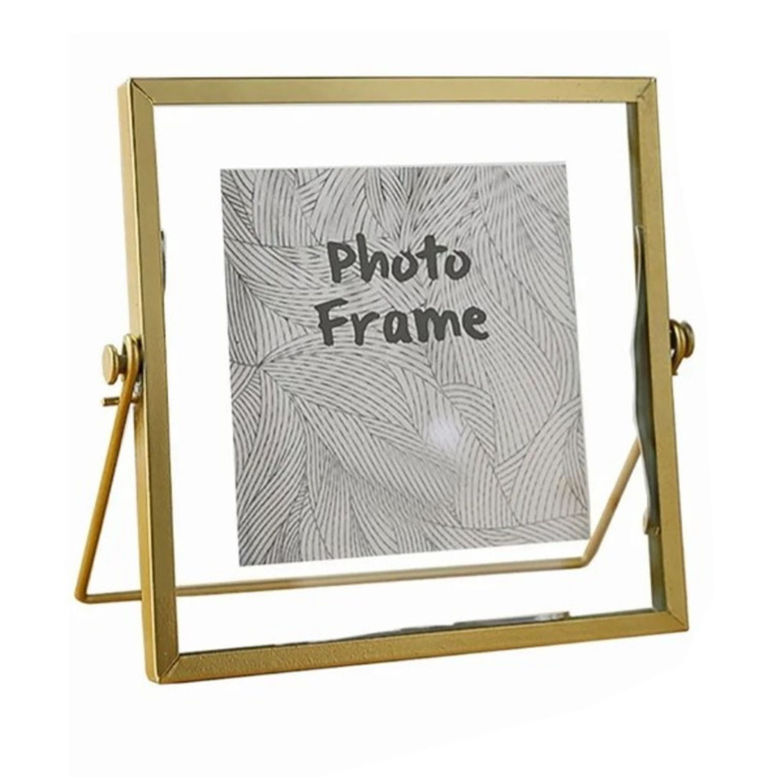 Photo Frame Nordic Style Geometric Metal Wrapping Edges Iron Art Desk Picture Frame for Living Room Office Study 4 Inch - Image 1