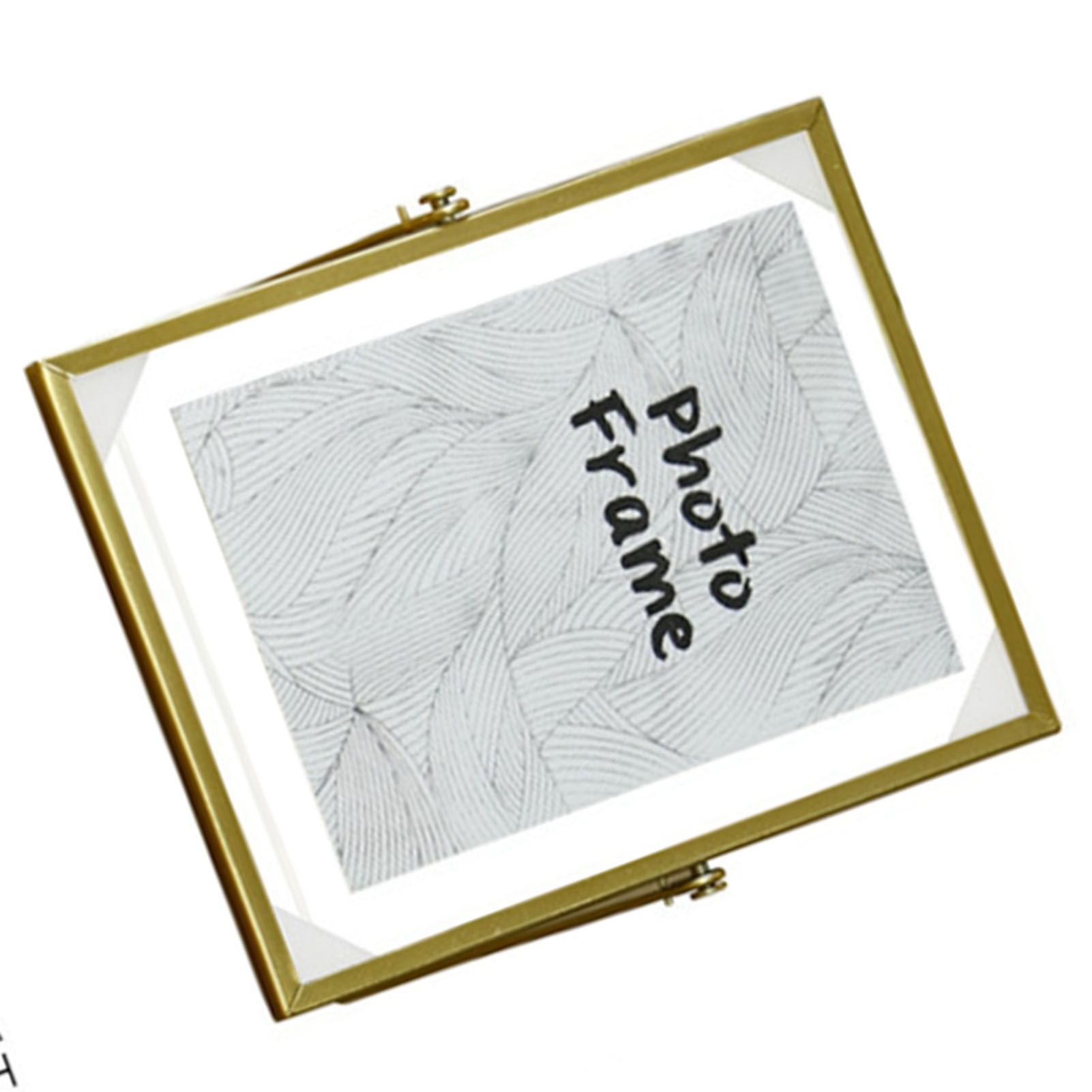 Photo Frame Nordic Style Geometric Metal Wrapping Edges Iron Art Desk Picture Frame for Living Room Office Study 4 Inch - Image 3