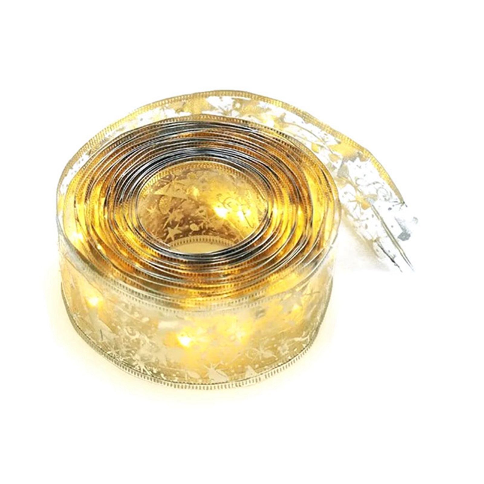 Christmas Ribbon Fairy Lights Gold Ribbon Warm Light 50 LED Christmas Tree Ribbon for Christmas Decorations 164ft - Image 3