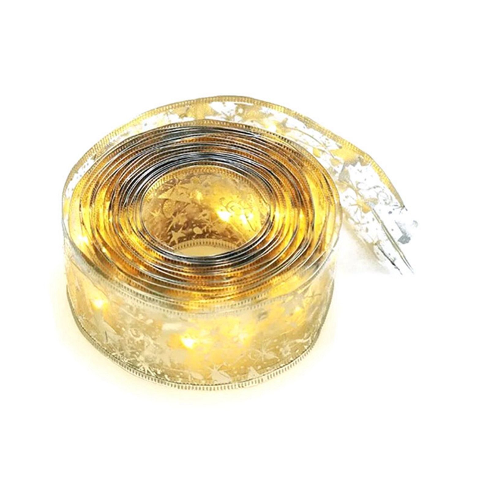Christmas Ribbon Fairy Lights Gold Ribbon Warm Light 50 LED Christmas Tree Ribbon for Christmas Decorations 164ft - Image 4