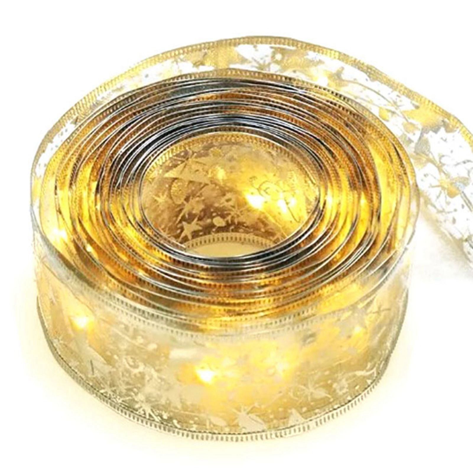 Christmas Ribbon Fairy Lights Gold Ribbon Warm Light 50 LED Christmas Tree Ribbon for Christmas Decorations 164ft - Image 7