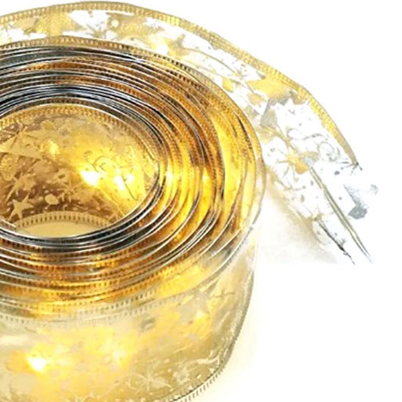Christmas Ribbon Fairy Lights Gold Ribbon Warm Light 50 LED Christmas Tree Ribbon for Christmas Decorations 164ft - Image 8