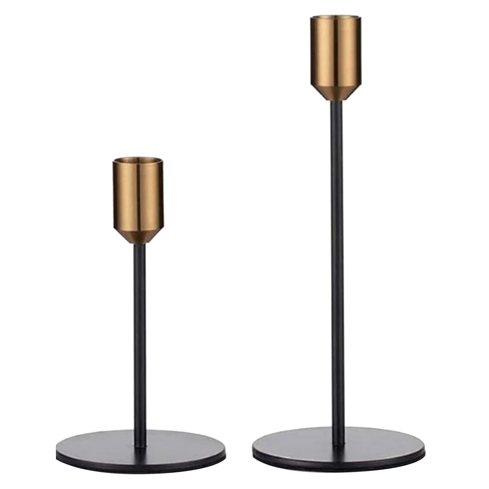 2 Pcs Metal Candle Holder Simple Modern Design Antique Black Candlestick Decoration for Home Wedding - Image 1