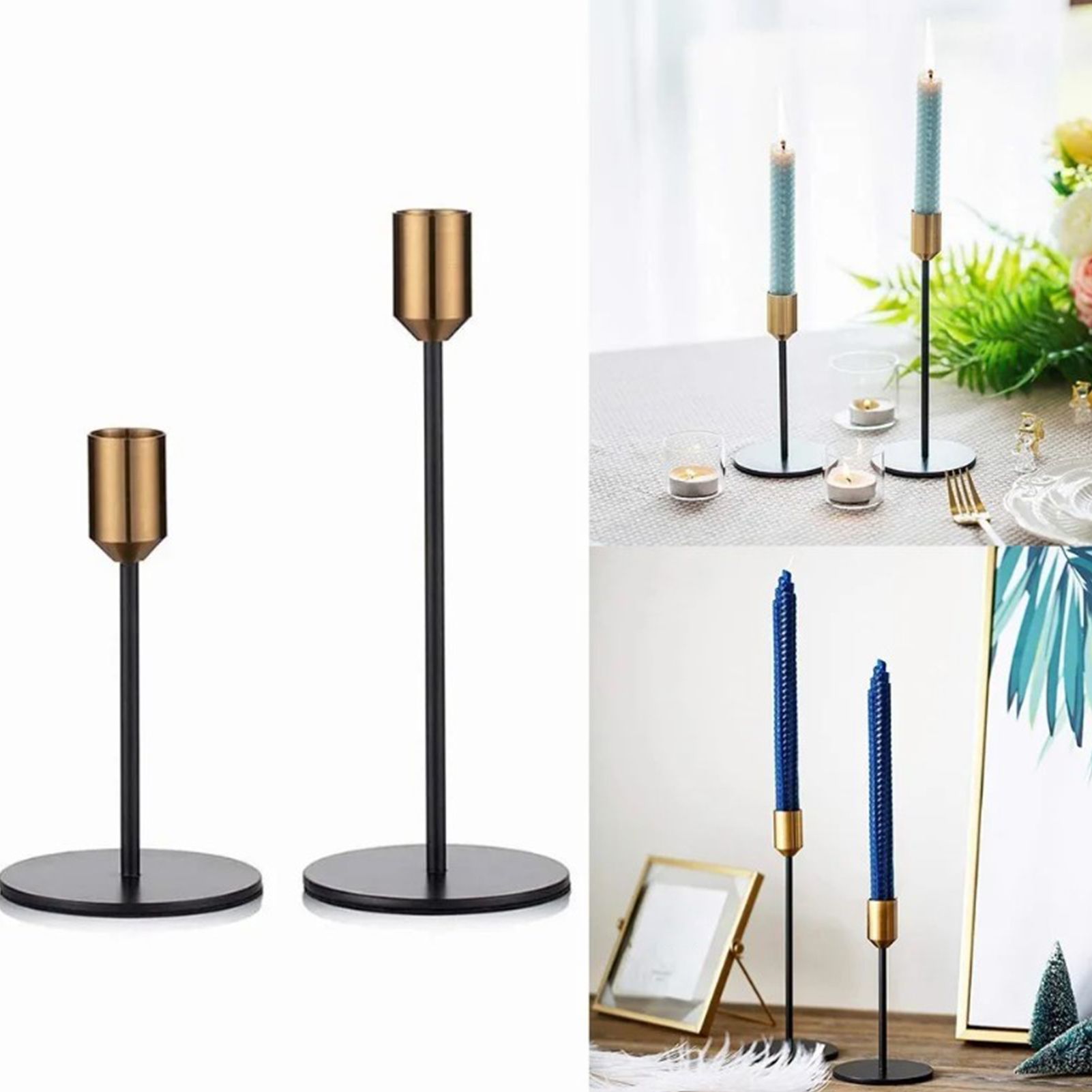 2 Pcs Metal Candle Holder Simple Modern Design Antique Black Candlestick Decoration for Home Wedding - Image 5