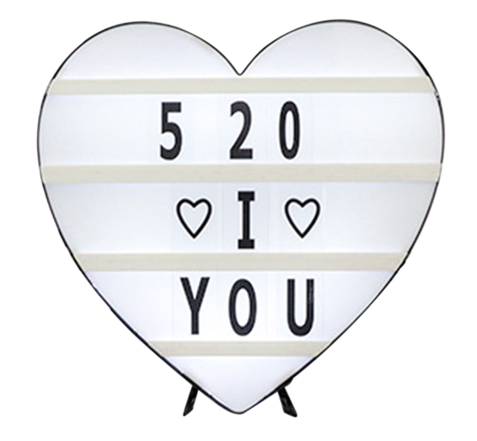 Cinema Light Box Black Heart Shaped LED Light Up Light Box with Coloured Alphabet Stickers - Image 4