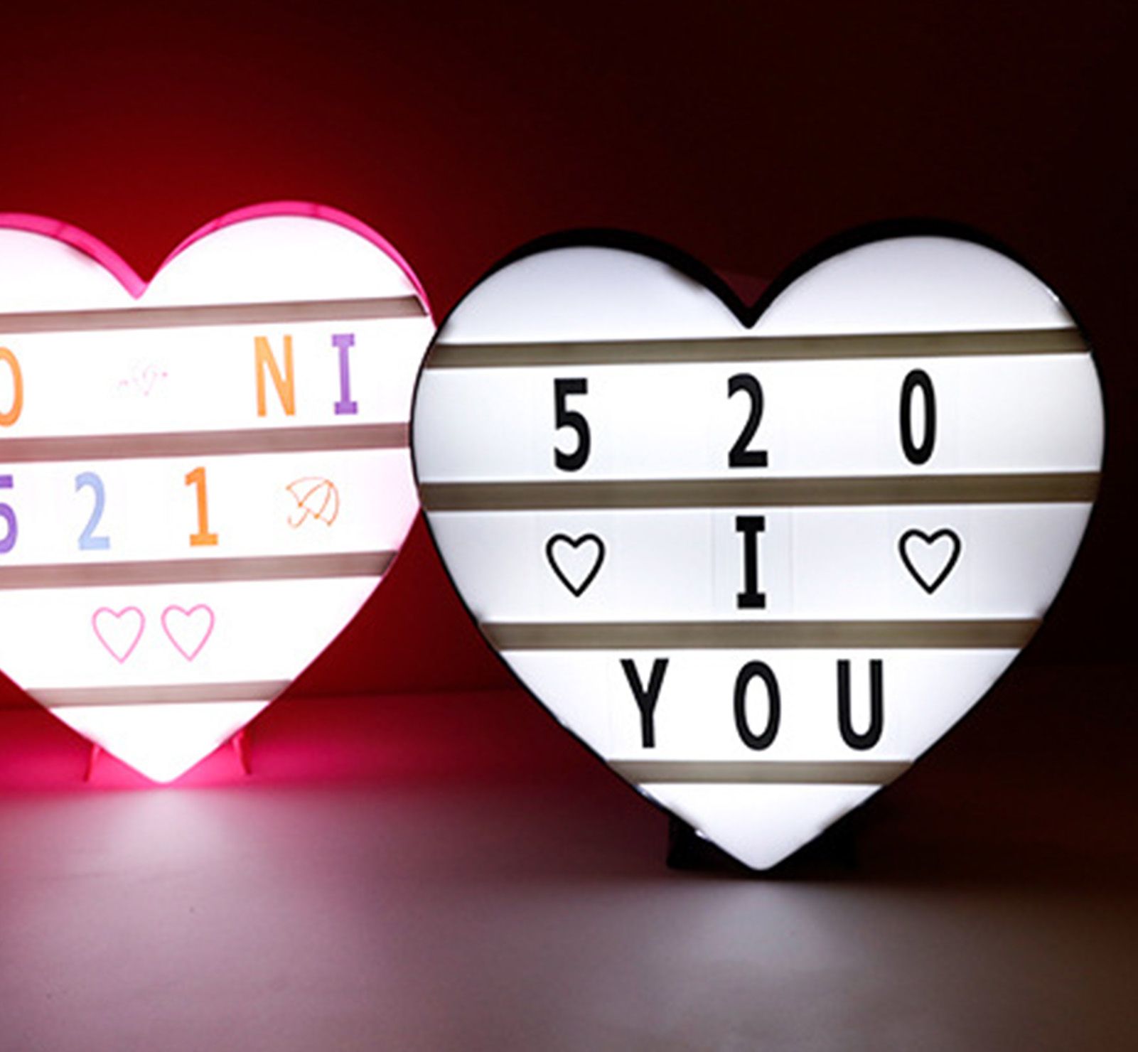 Cinema Light Box Black Heart Shaped LED Light Up Light Box with Coloured Alphabet Stickers - Image 6
