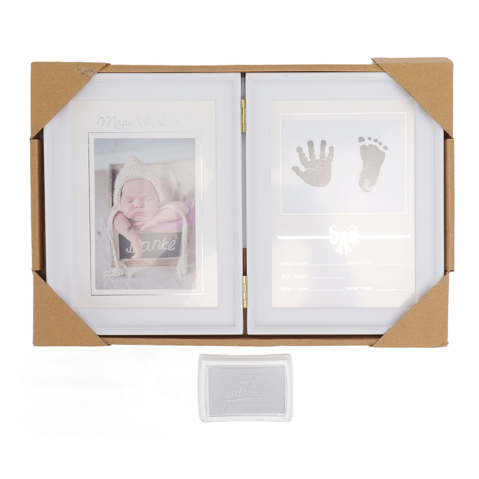 Baby Handprint Footprint Kit Plastic Density Board Attractive Decorative 31.5x20.7x1.7cm Expanded Baby Print Frames Newborn - Image 1