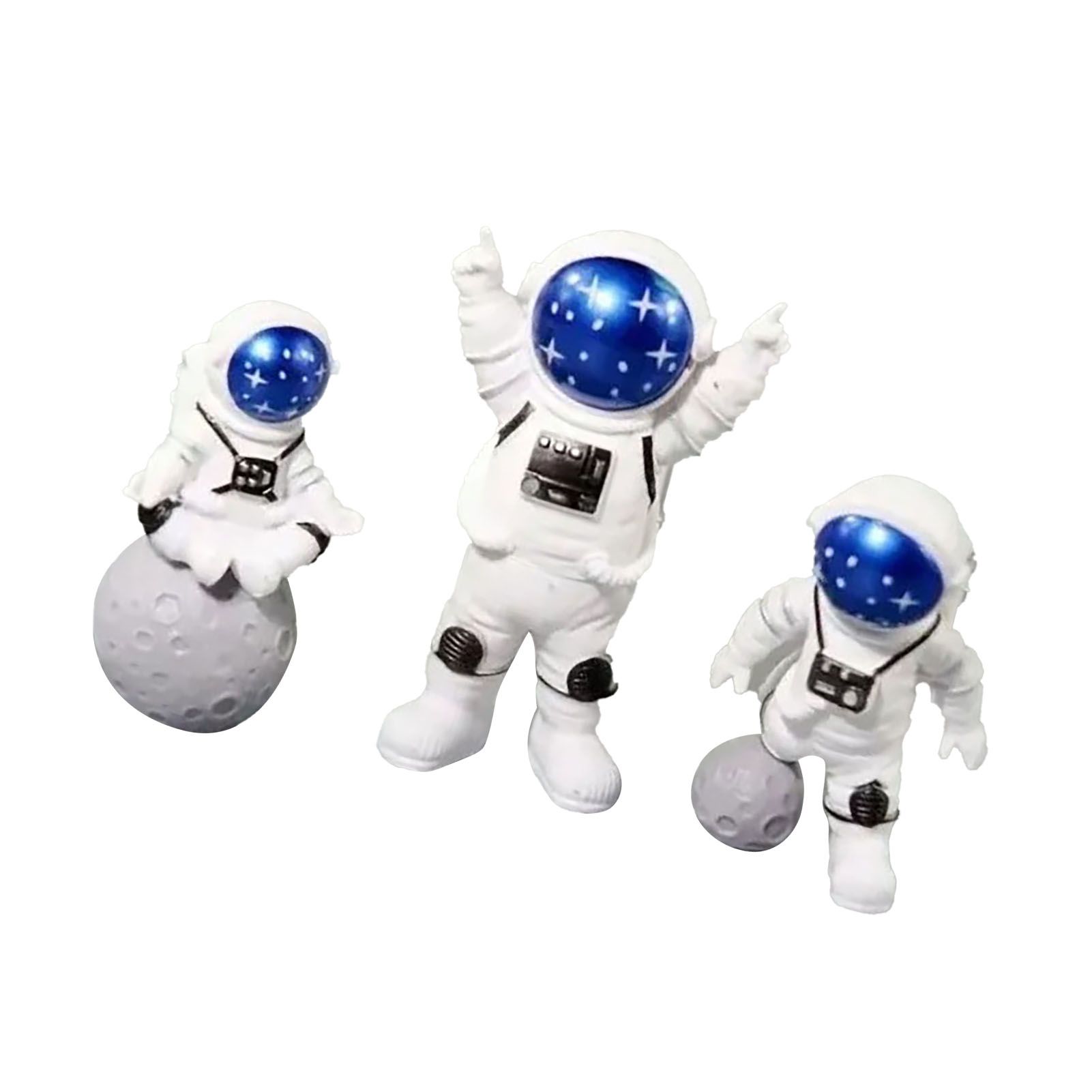 3 Piece Astronaut Figurines Cute Nordic Style PVC Spaceman Desk Decor for Cake Decoration Kids Room Bedroom Bookshelf - Image 2