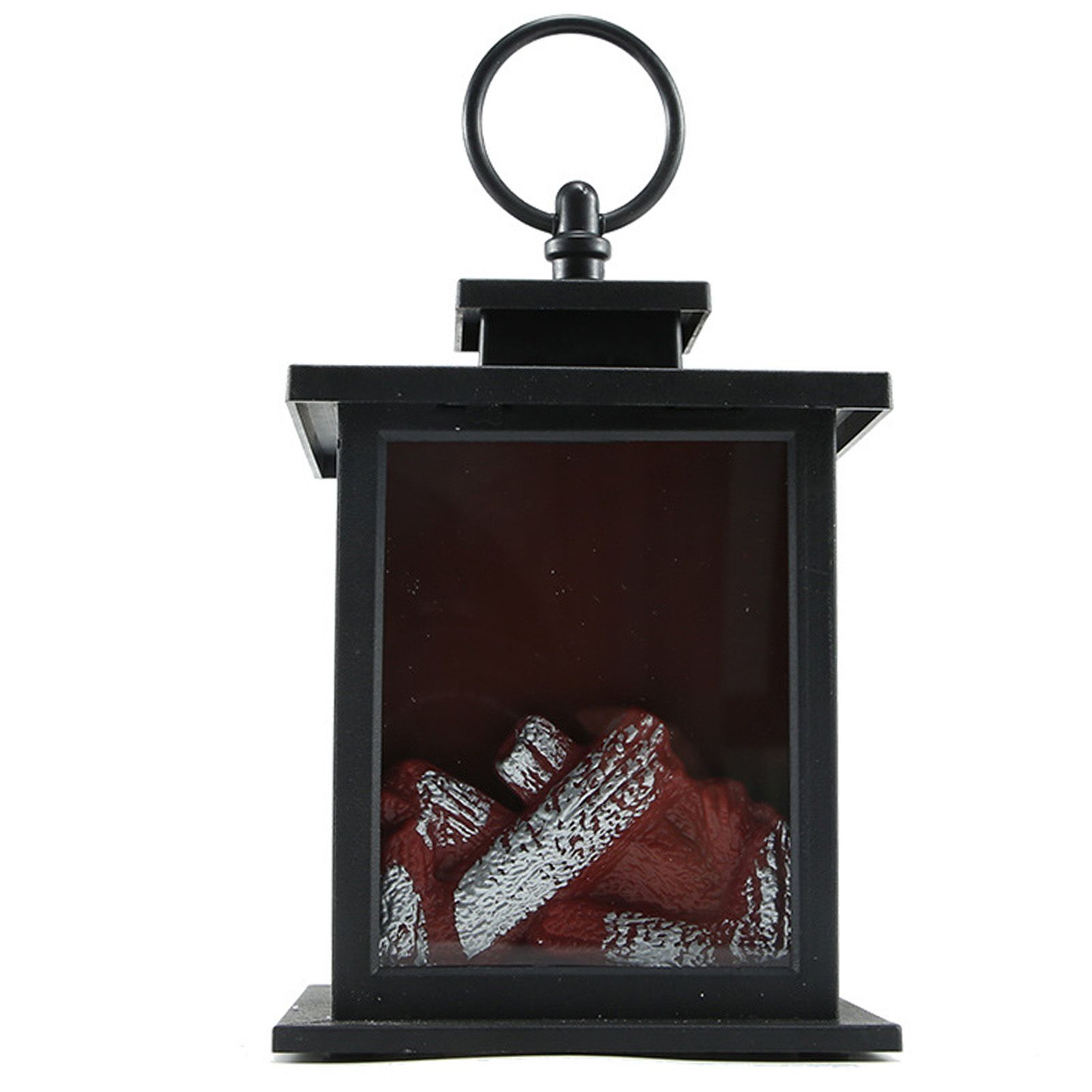 LED Flame Lantern Light Fashionable Retro Lantern Hanging Lamp for Christmas Decoration Square Flame Lamp, M - Image 1