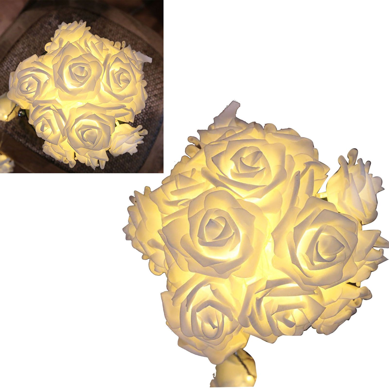 LED Rose Flower String Light Simulated Rose Flower Fairy String Lights for Wedding Home Party Decoration 20 Lamps 9.8ft - Image 5