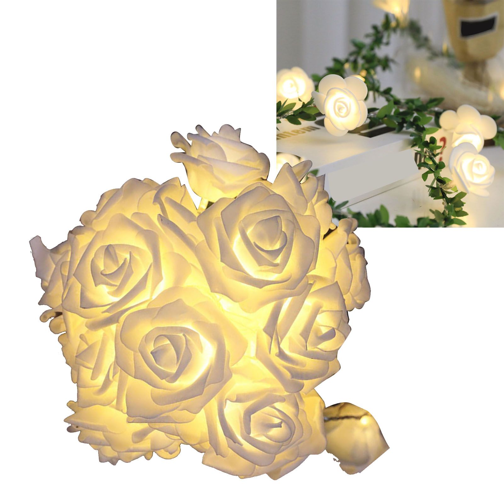 LED Rose Flower String Light Simulated Rose Flower Fairy String Lights for Wedding Home Party Decoration 20 Lamps 9.8ft - Image 6