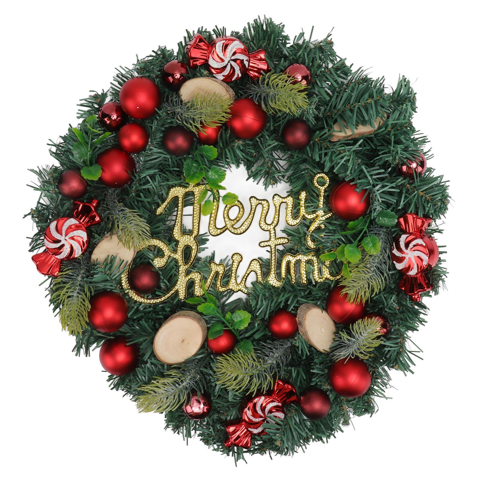 Artificial Christmas Wreath for Front Door Pine Needle Red Candy Christmas Garland Decorations for Home Mall Shopwindow - Image 1