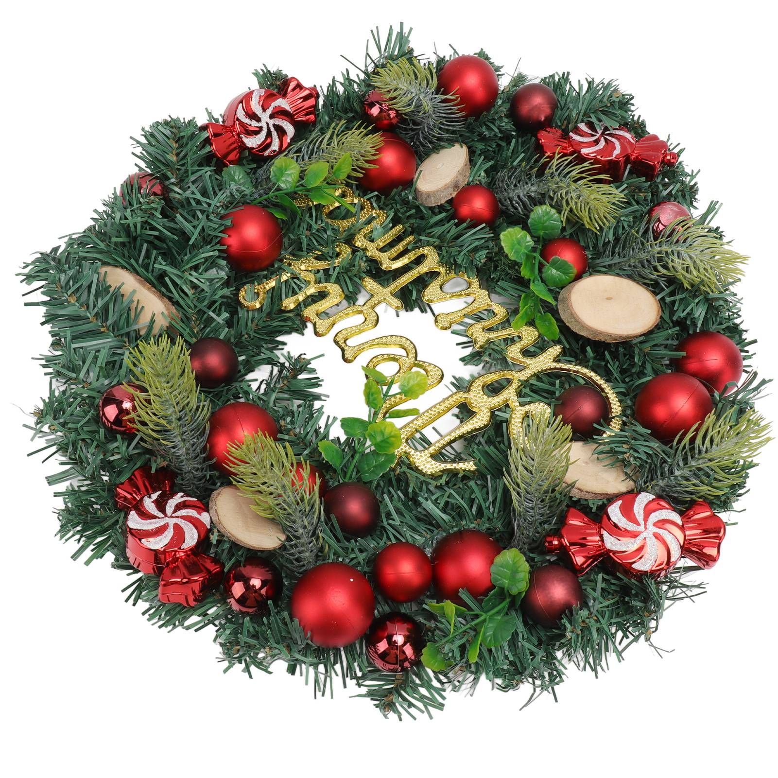 Artificial Christmas Wreath for Front Door Pine Needle Red Candy Christmas Garland Decorations for Home Mall Shopwindow - Image 2