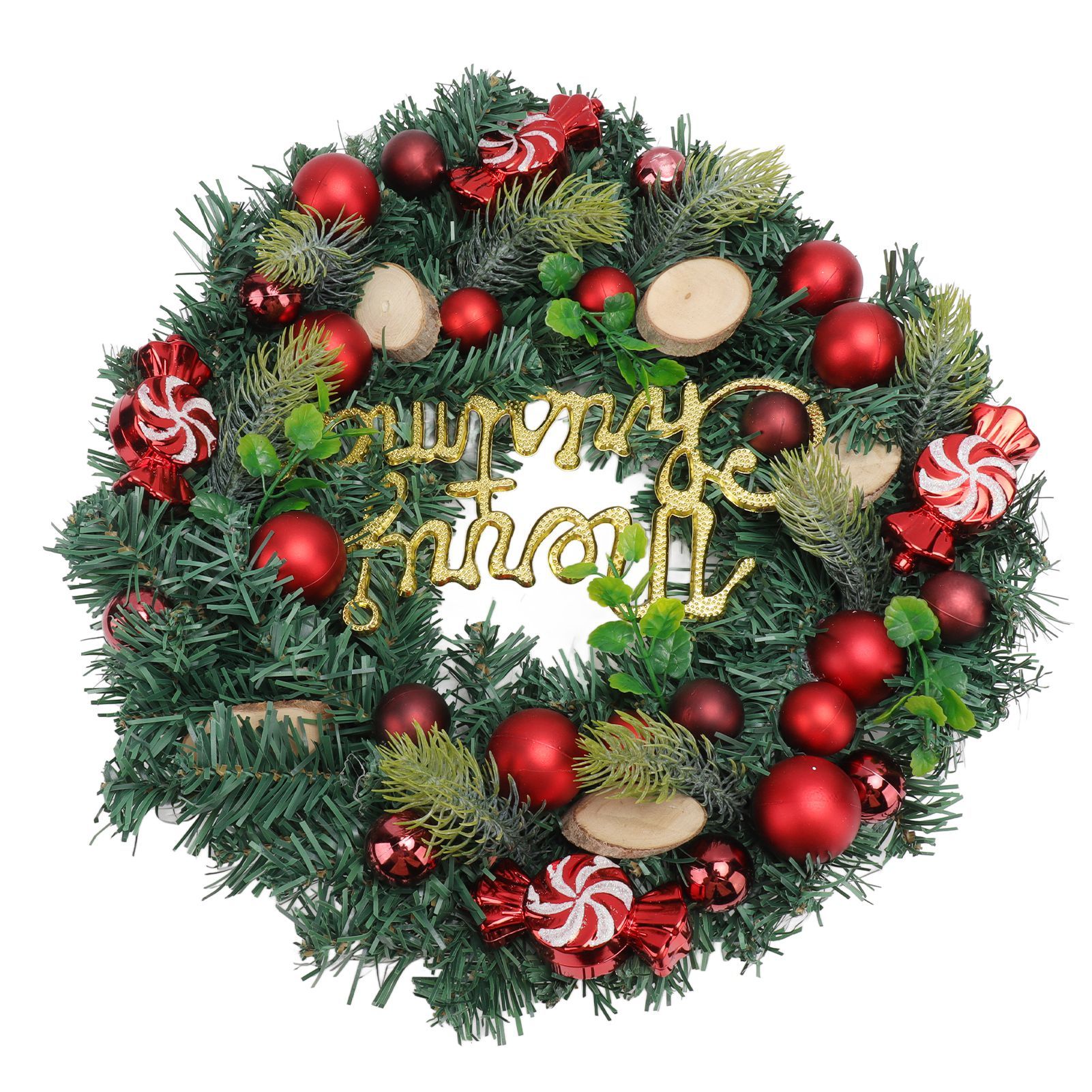 Artificial Christmas Wreath for Front Door Pine Needle Red Candy Christmas Garland Decorations for Home Mall Shopwindow - Image 3