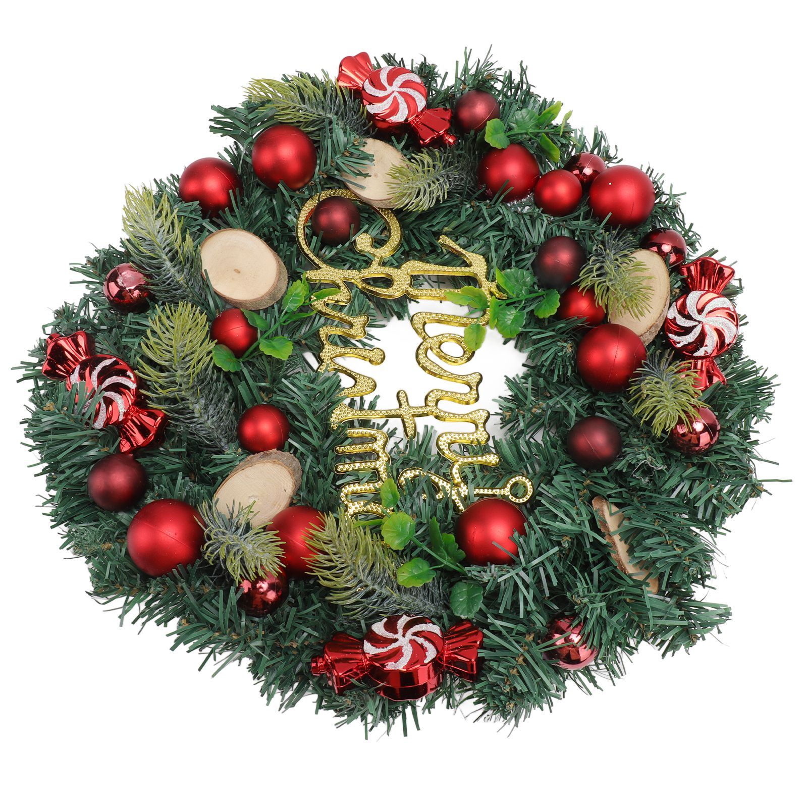 Artificial Christmas Wreath for Front Door Pine Needle Red Candy Christmas Garland Decorations for Home Mall Shopwindow - Image 5