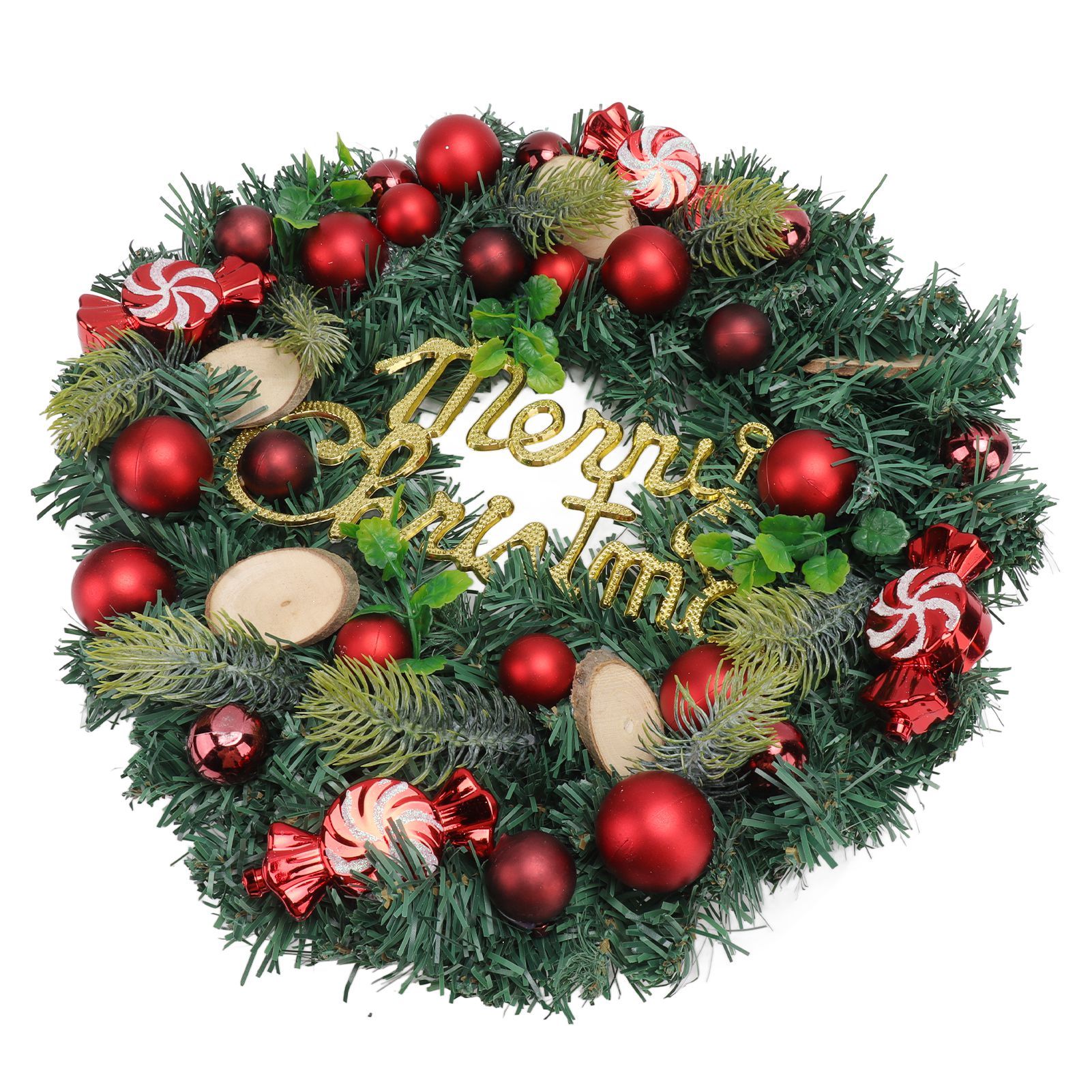 Artificial Christmas Wreath for Front Door Pine Needle Red Candy Christmas Garland Decorations for Home Mall Shopwindow - Image 8