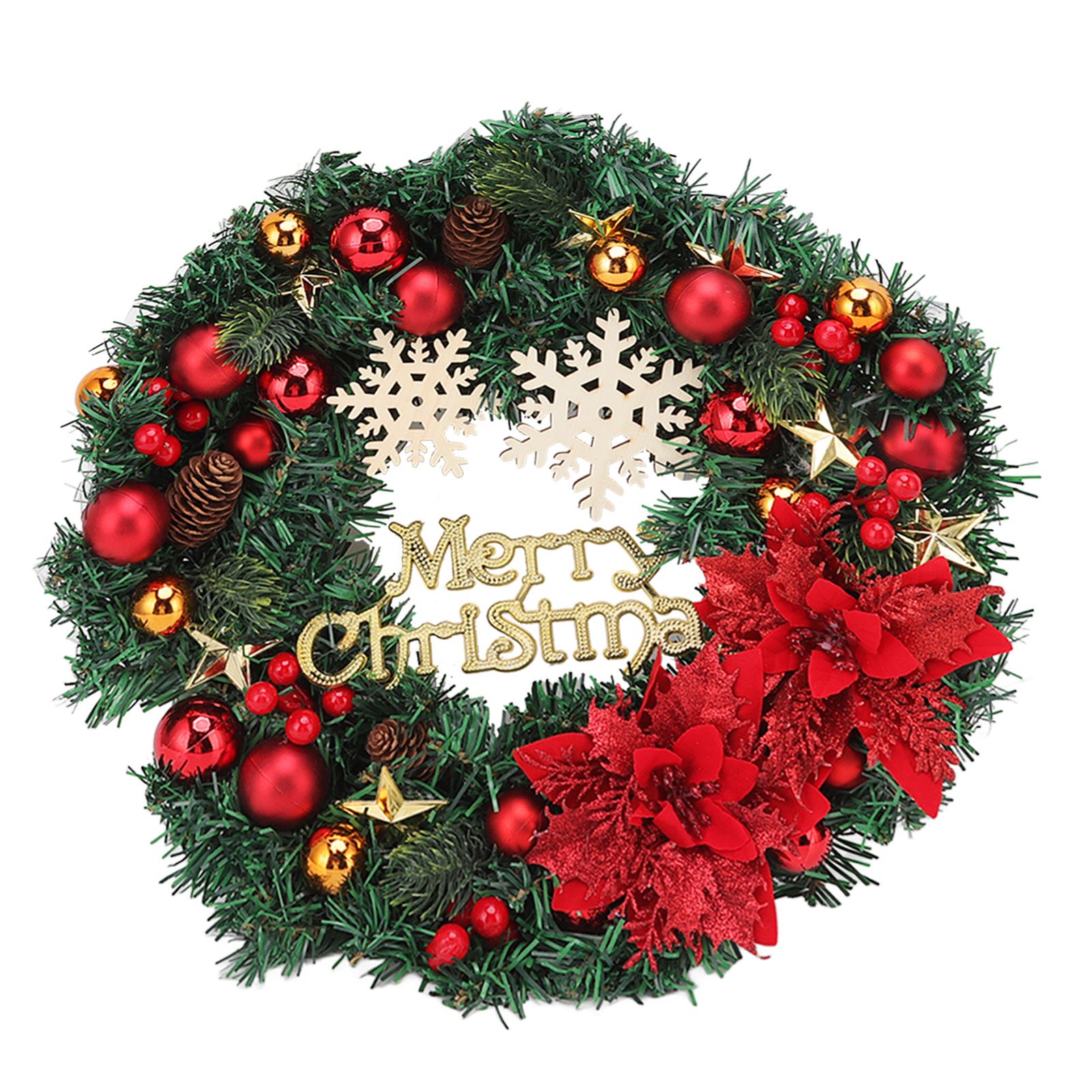 Christmas Wreath Snow Pine Cone Xmas Ball Wreath for Indoor Outdoor Holiday Decorations - Image 3
