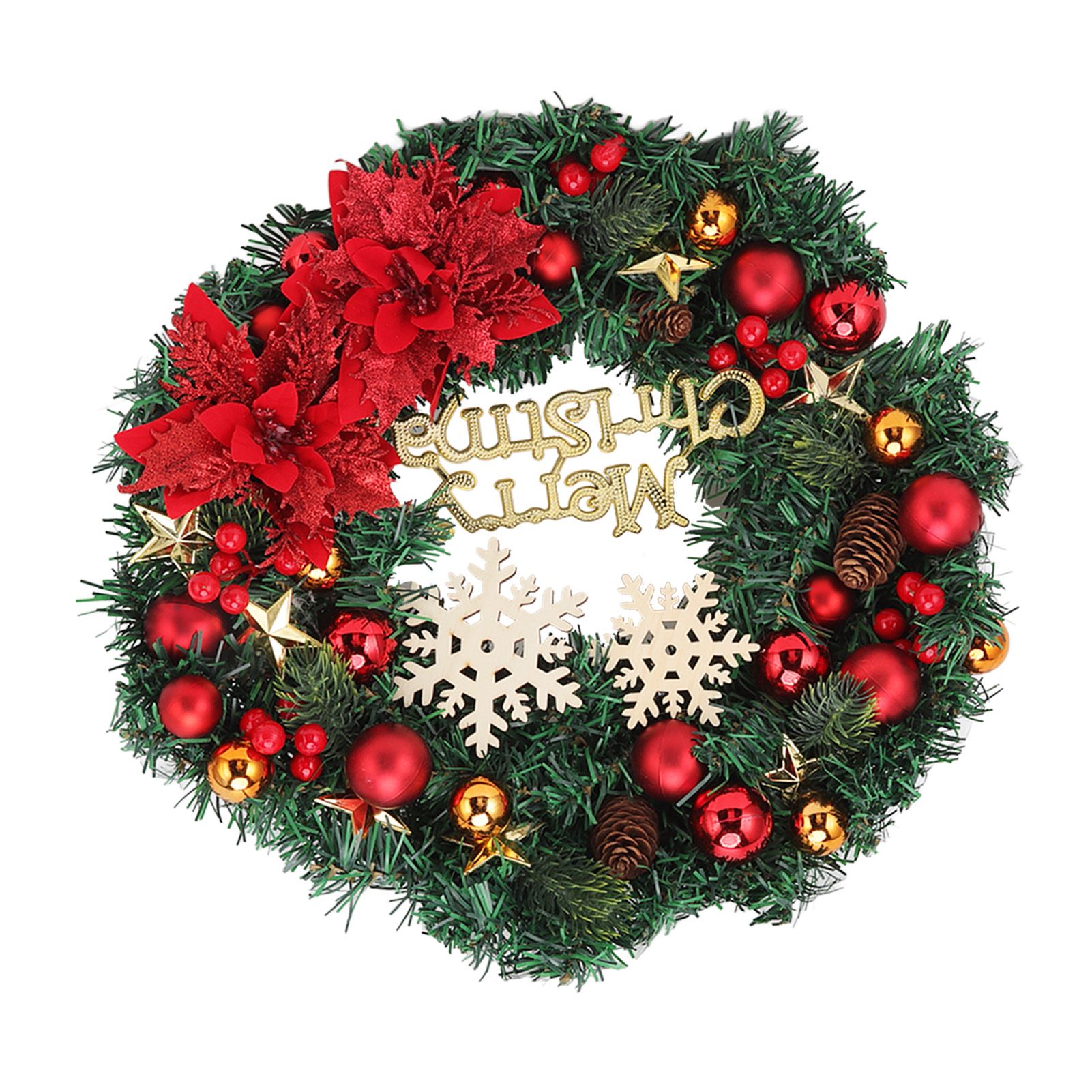 Christmas Wreath Snow Pine Cone Xmas Ball Wreath for Indoor Outdoor Holiday Decorations - Image 4