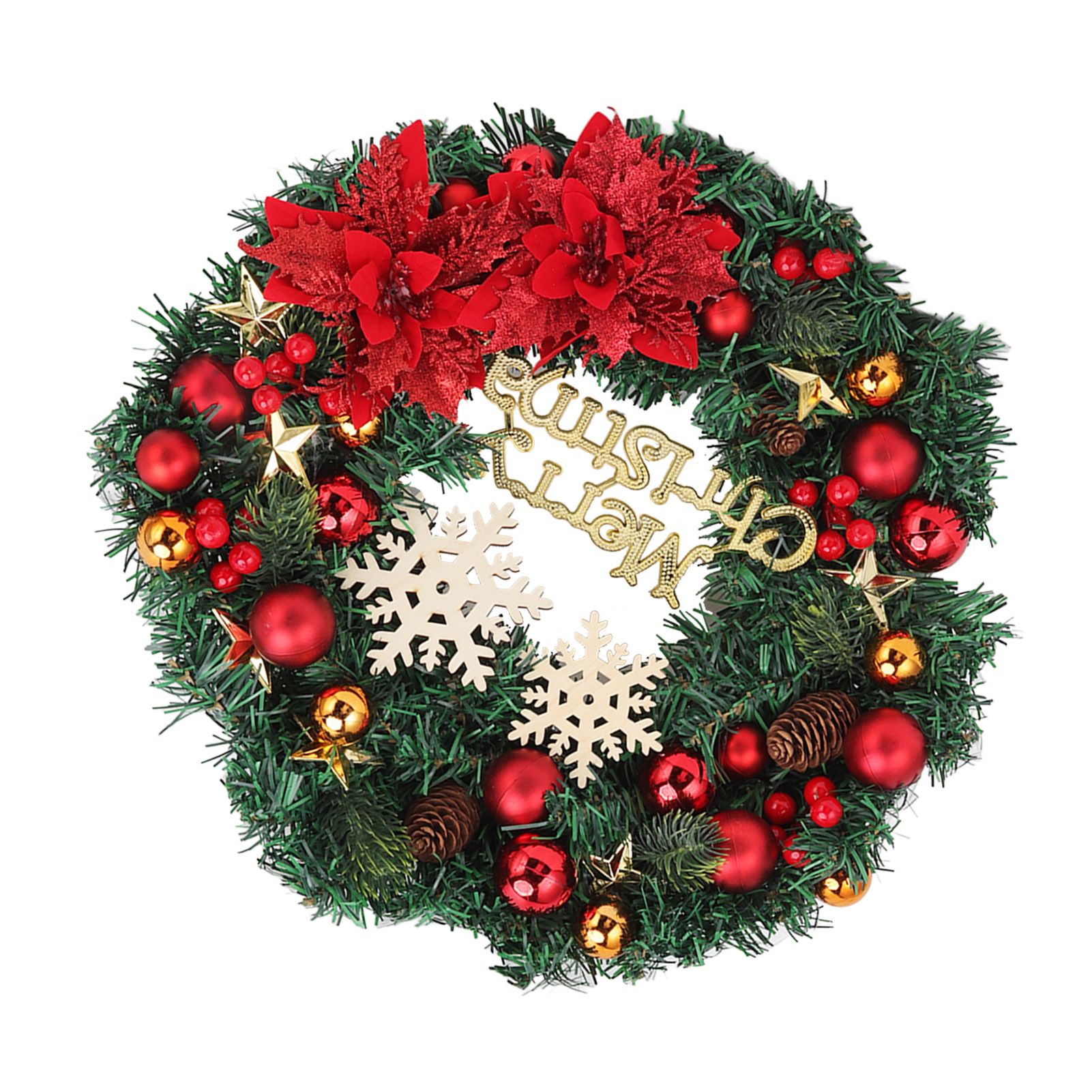 Christmas Wreath Snow Pine Cone Xmas Ball Wreath for Indoor Outdoor Holiday Decorations - Image 5