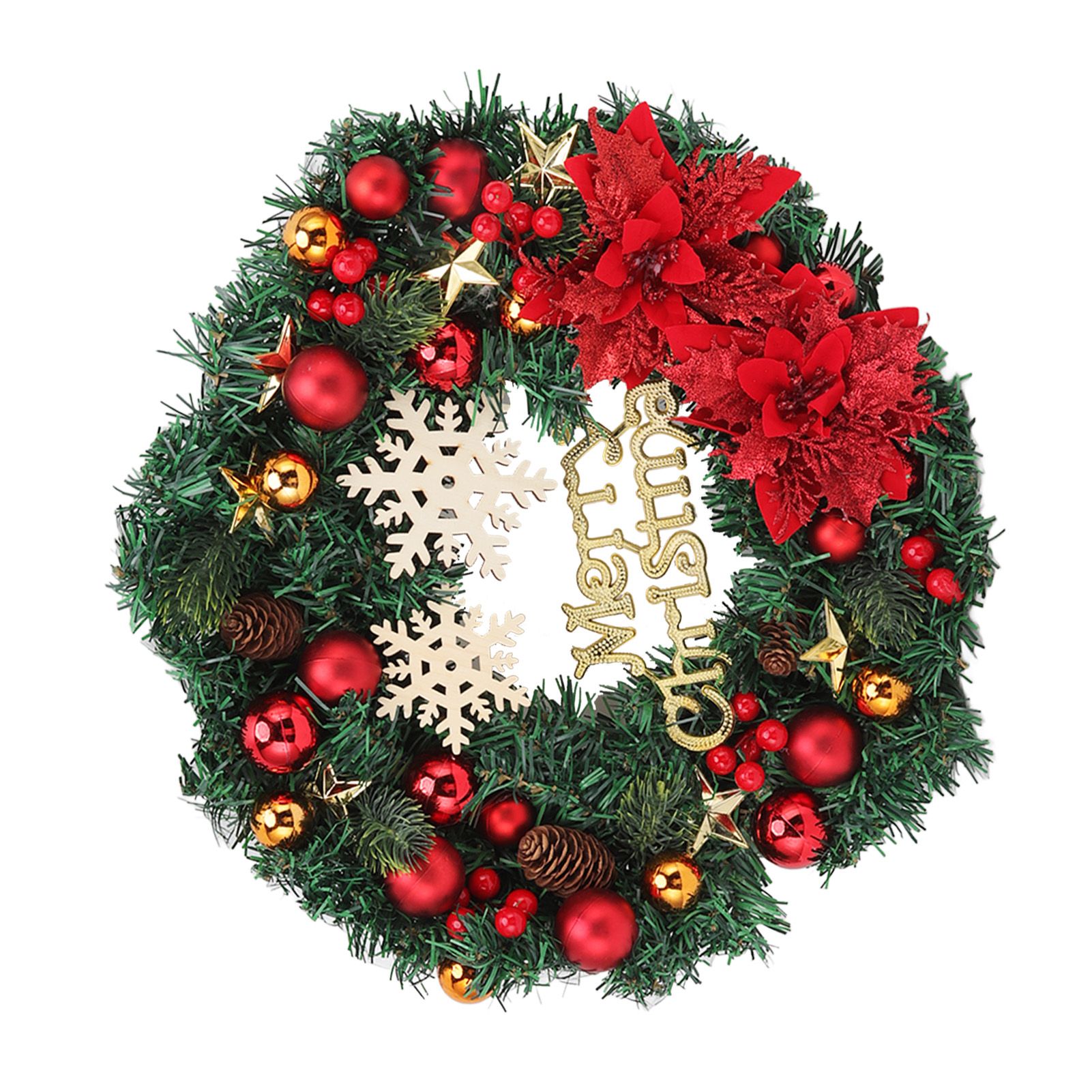 Christmas Wreath Snow Pine Cone Xmas Ball Wreath for Indoor Outdoor Holiday Decorations - Image 6