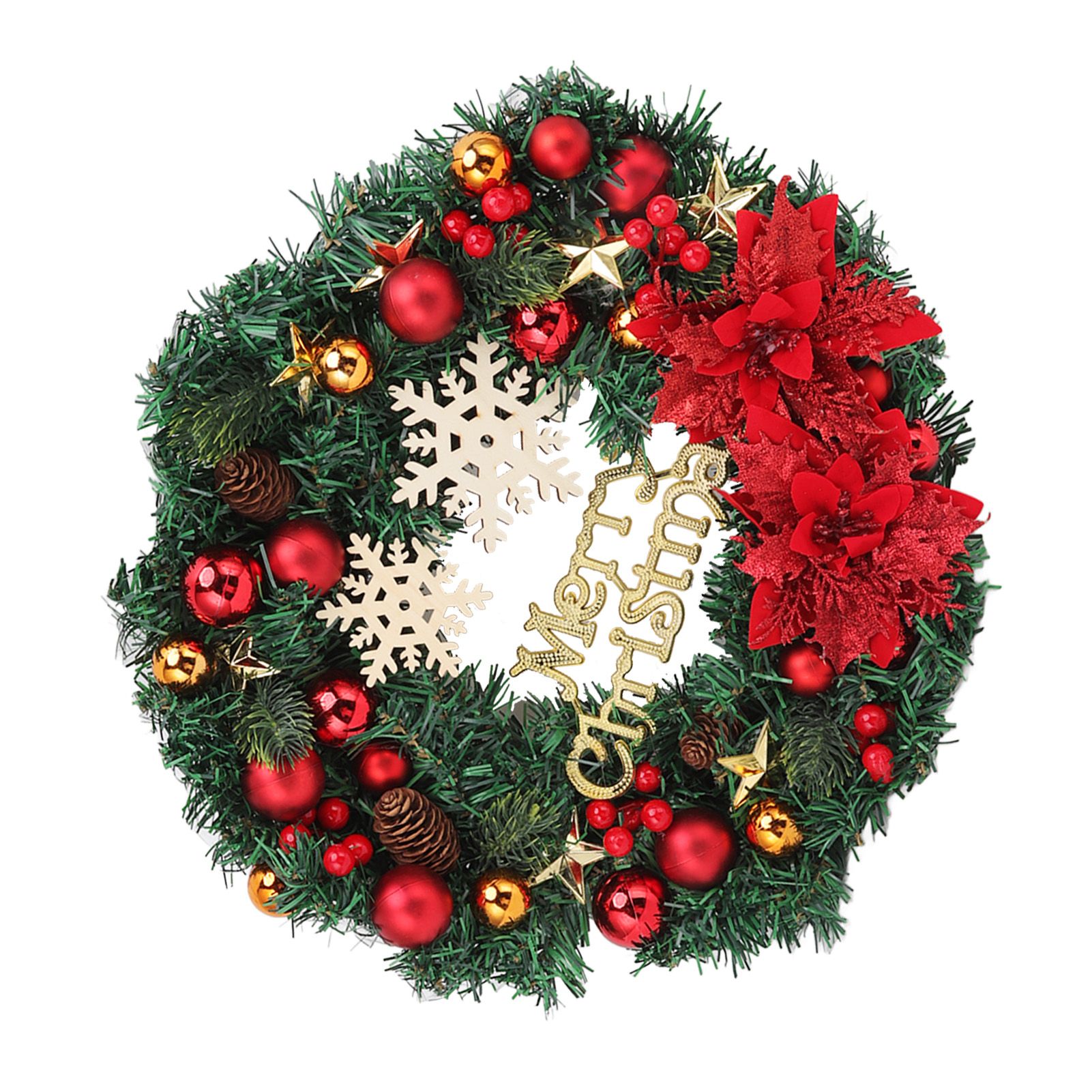 Christmas Wreath Snow Pine Cone Xmas Ball Wreath for Indoor Outdoor Holiday Decorations - Image 7