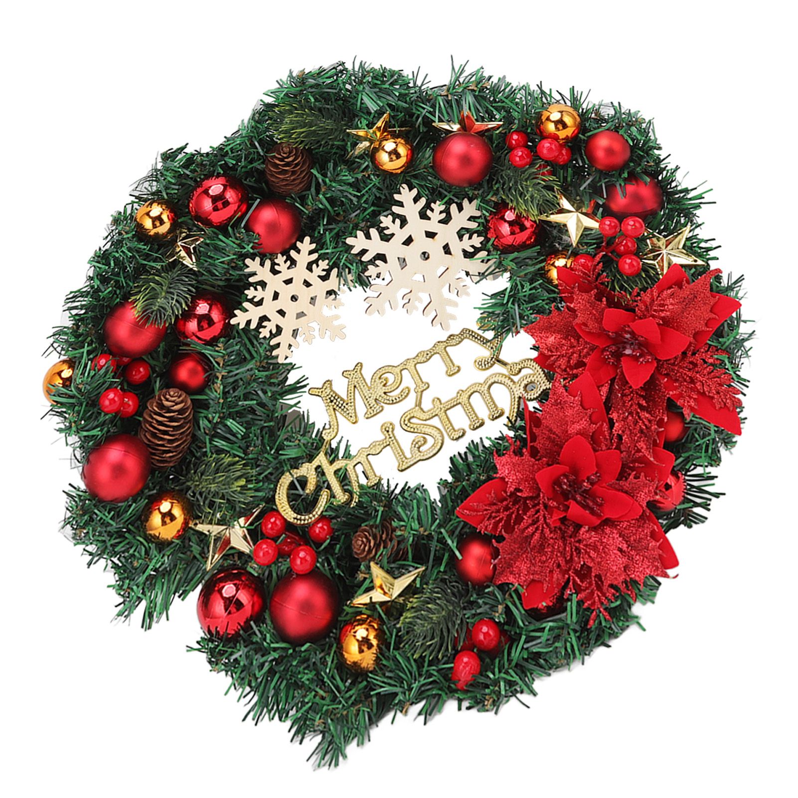 Christmas Wreath Snow Pine Cone Xmas Ball Wreath for Indoor Outdoor Holiday Decorations - Image 8