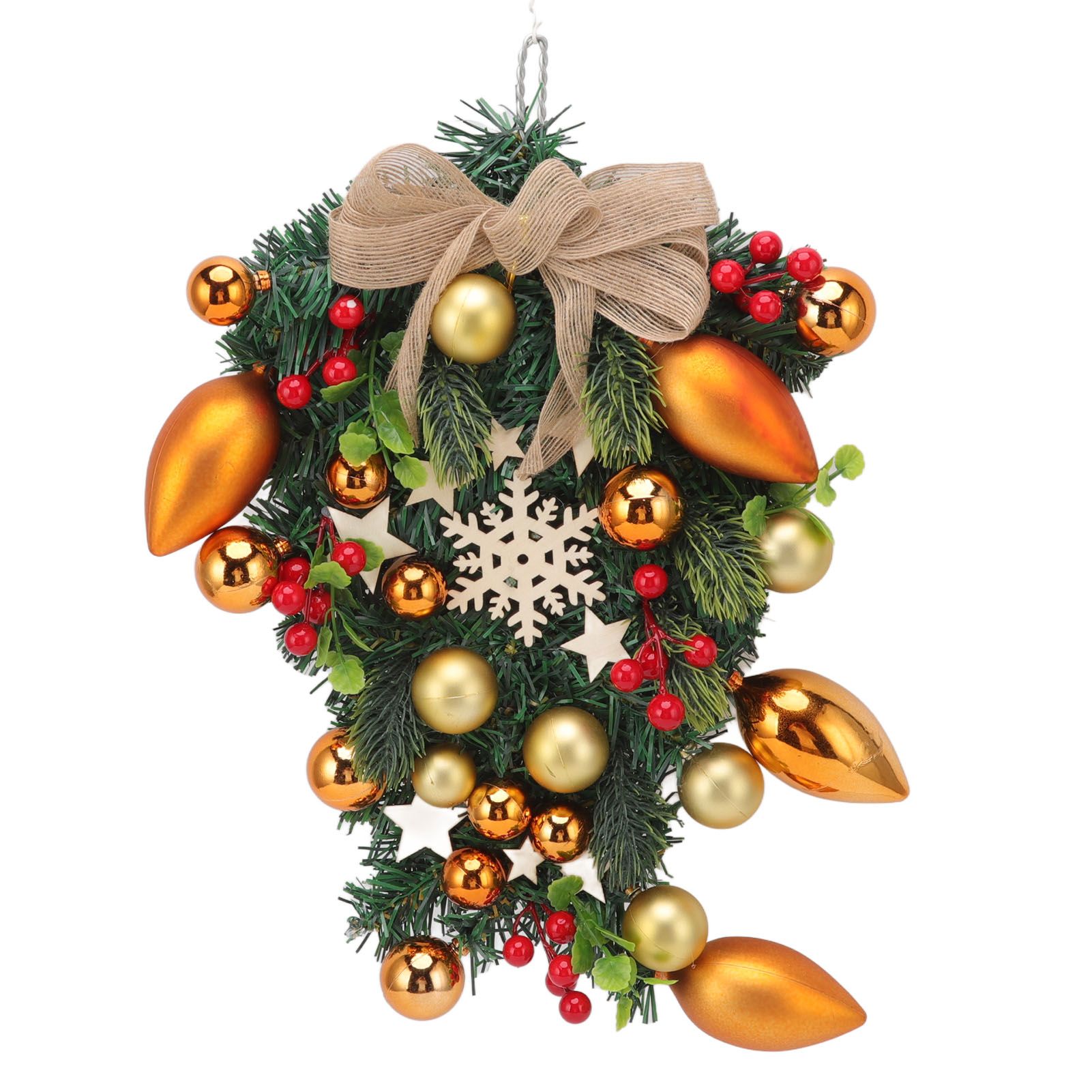 Christmas Wreath Handcrafted Exquisite Reusable Christmas Wreath Pendant Christmas Door Wreath for Fireplace Window - Image 1