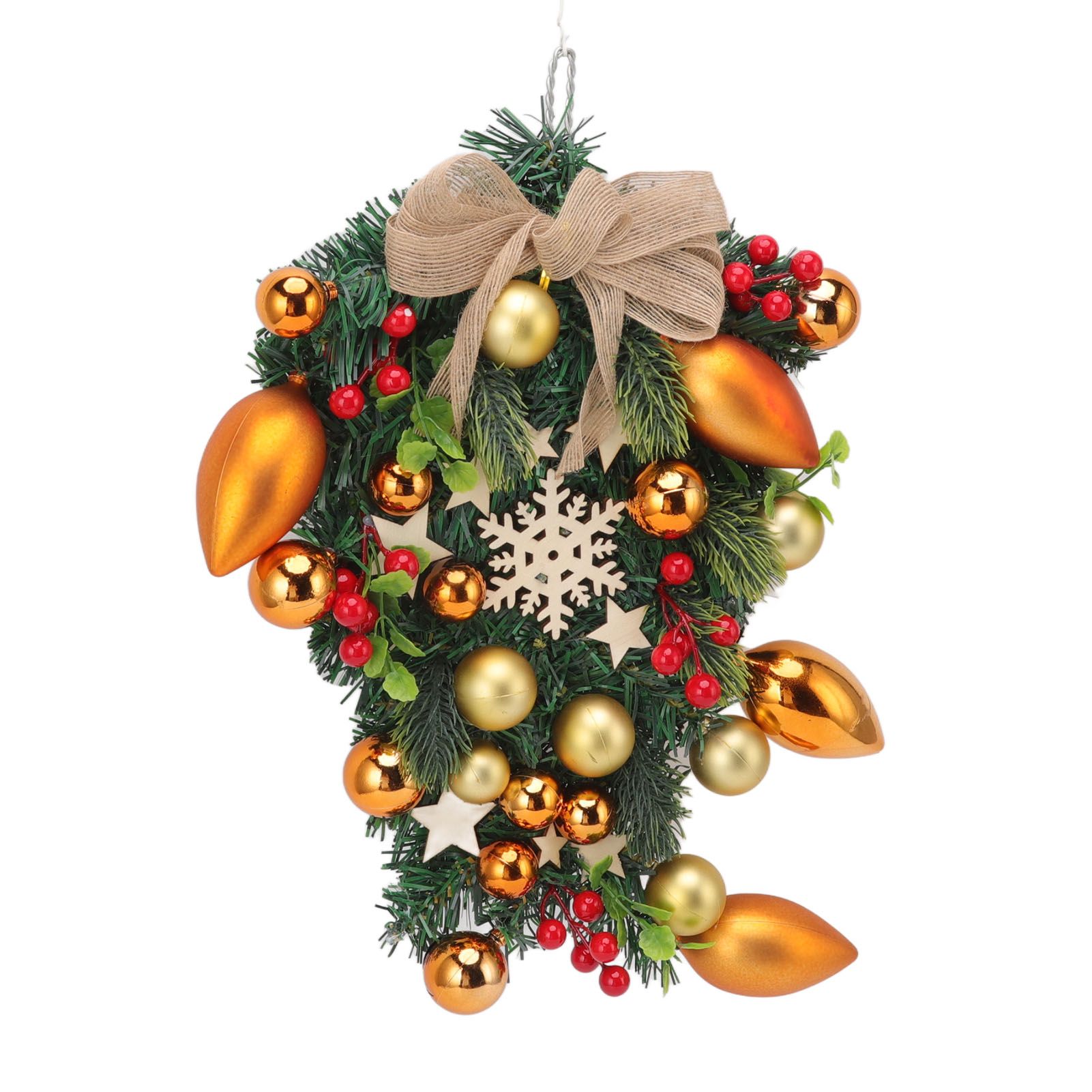 Christmas Wreath Handcrafted Exquisite Reusable Christmas Wreath Pendant Christmas Door Wreath for Fireplace Window - Image 2