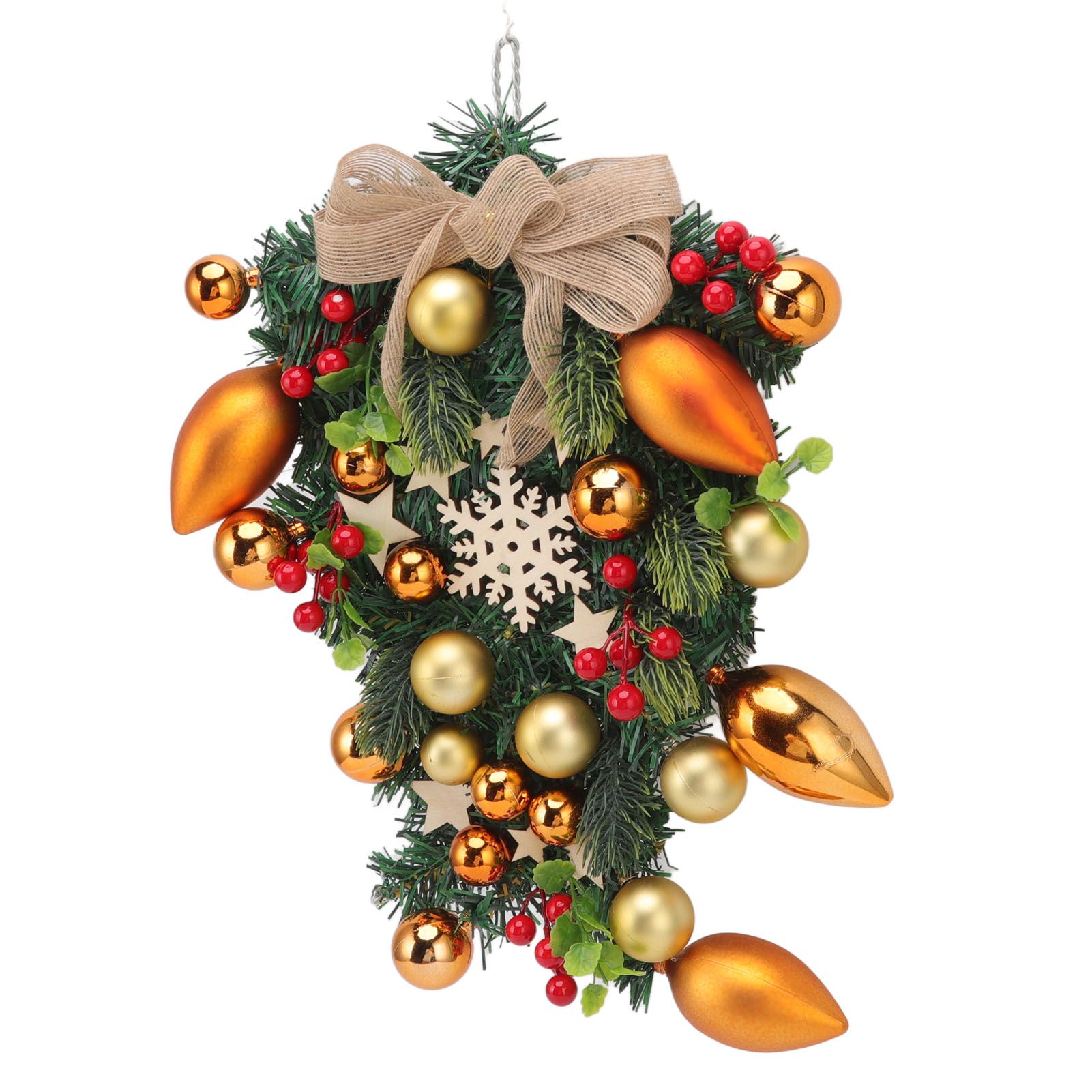 Christmas Wreath Handcrafted Exquisite Reusable Christmas Wreath Pendant Christmas Door Wreath for Fireplace Window - Image 3