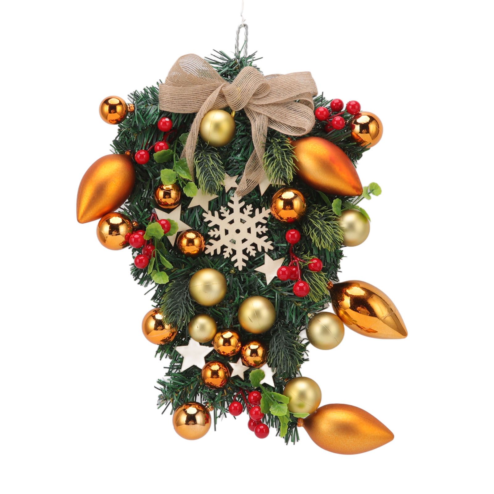 Christmas Wreath Handcrafted Exquisite Reusable Christmas Wreath Pendant Christmas Door Wreath for Fireplace Window - Image 4