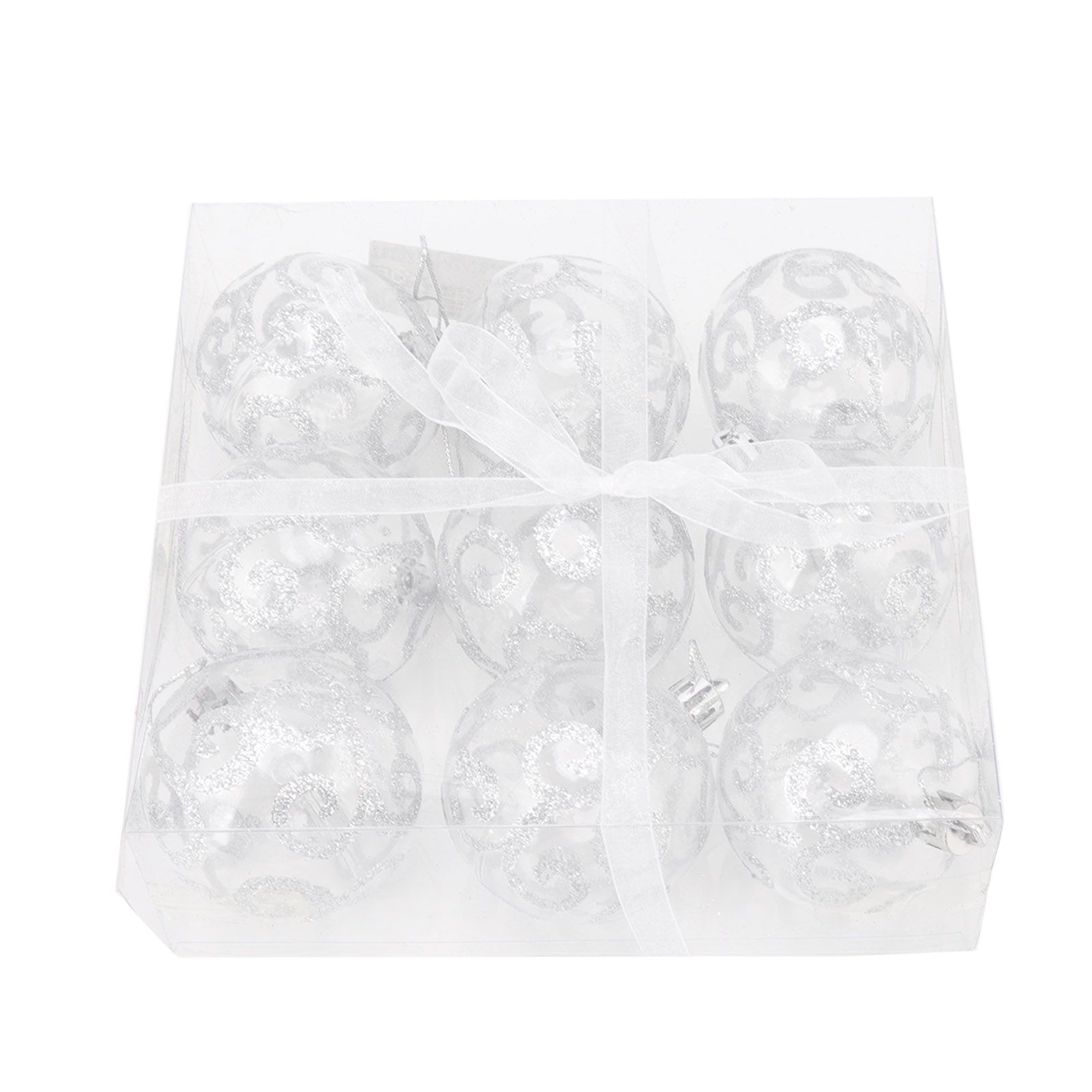 9Pcs Christmas Ball Ornaments Exquisite Plastic Shatterproof Hanging Christmas Tree Ornaments for Home Silver - Image 1