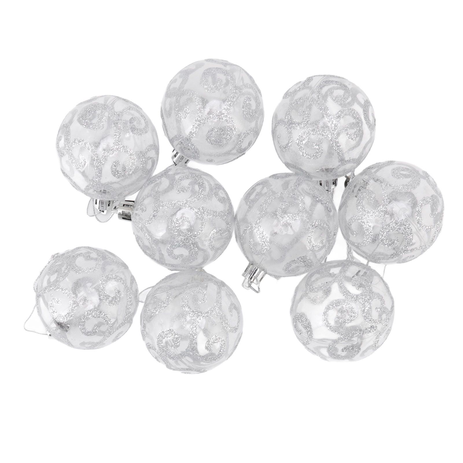 9Pcs Christmas Ball Ornaments Exquisite Plastic Shatterproof Hanging Christmas Tree Ornaments for Home Silver - Image 2