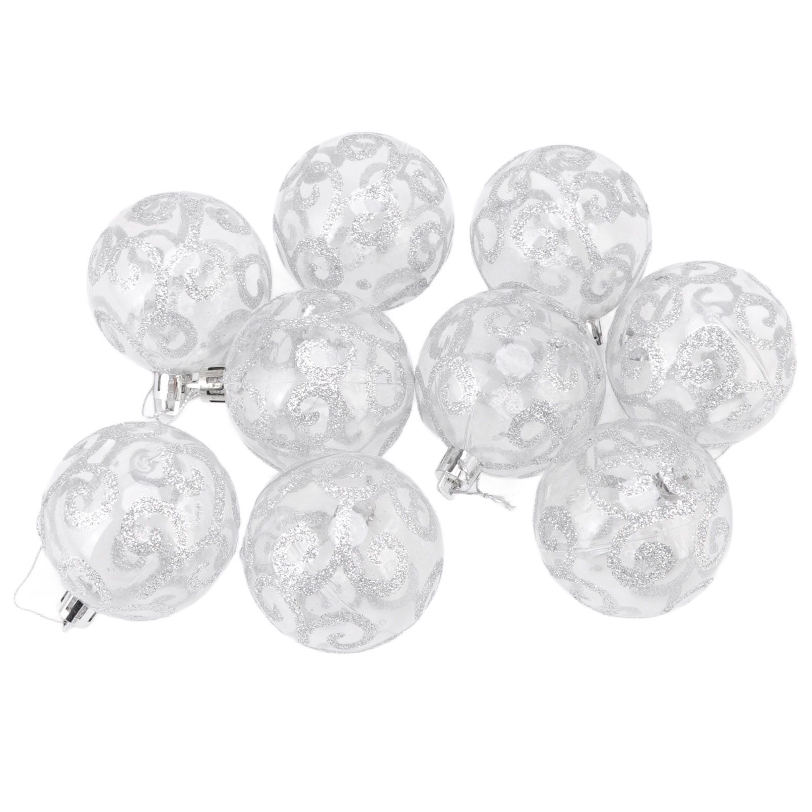9Pcs Christmas Ball Ornaments Exquisite Plastic Shatterproof Hanging Christmas Tree Ornaments for Home Silver - Image 3