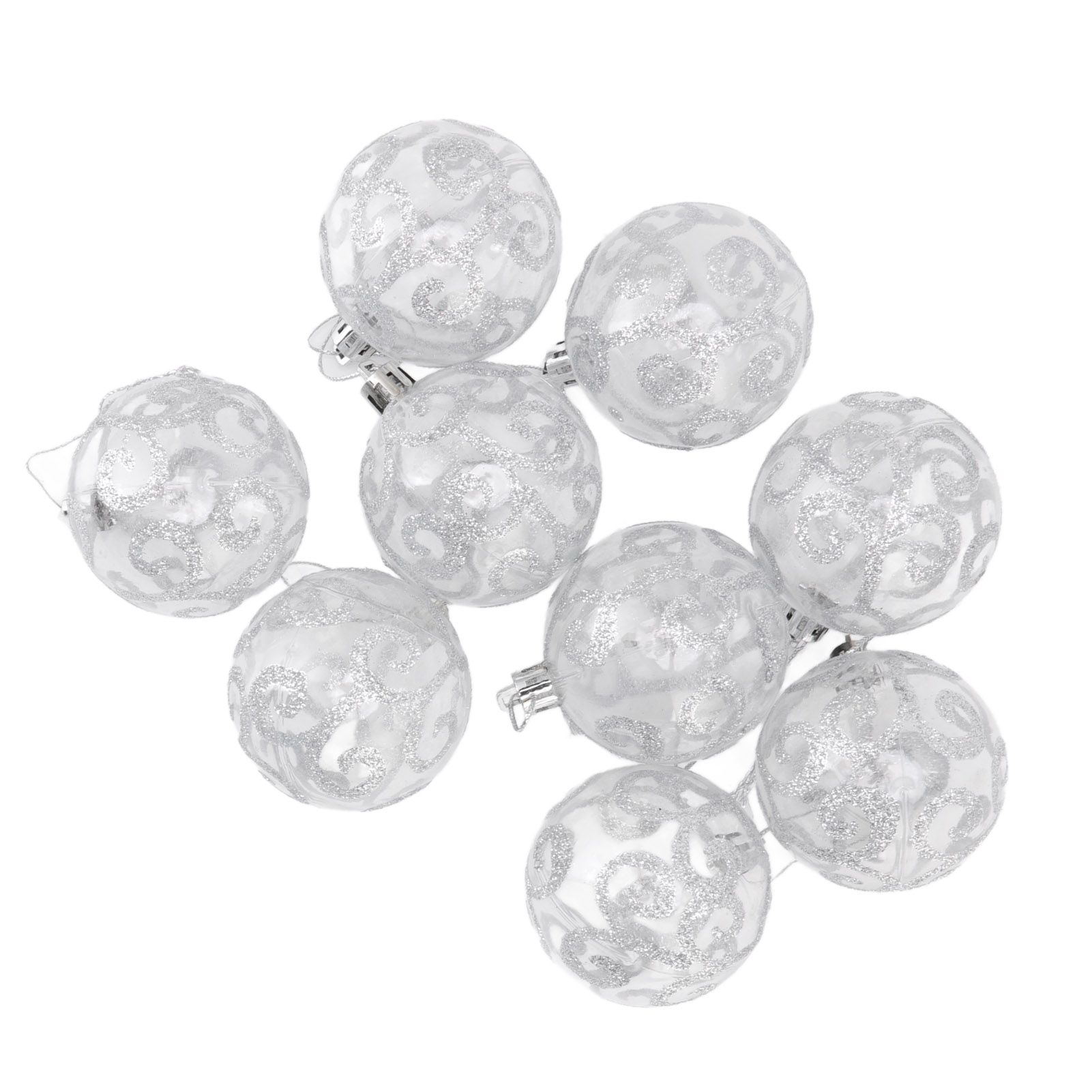 9Pcs Christmas Ball Ornaments Exquisite Plastic Shatterproof Hanging Christmas Tree Ornaments for Home Silver - Image 4
