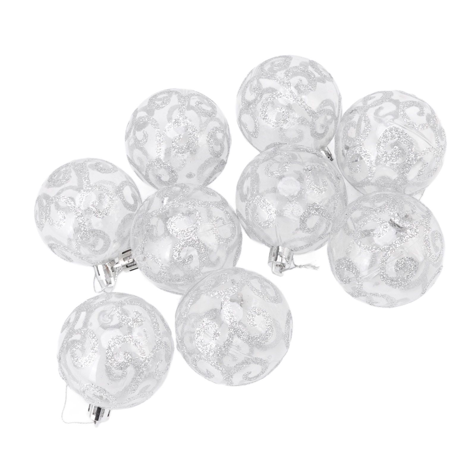 9Pcs Christmas Ball Ornaments Exquisite Plastic Shatterproof Hanging Christmas Tree Ornaments for Home Silver - Image 5
