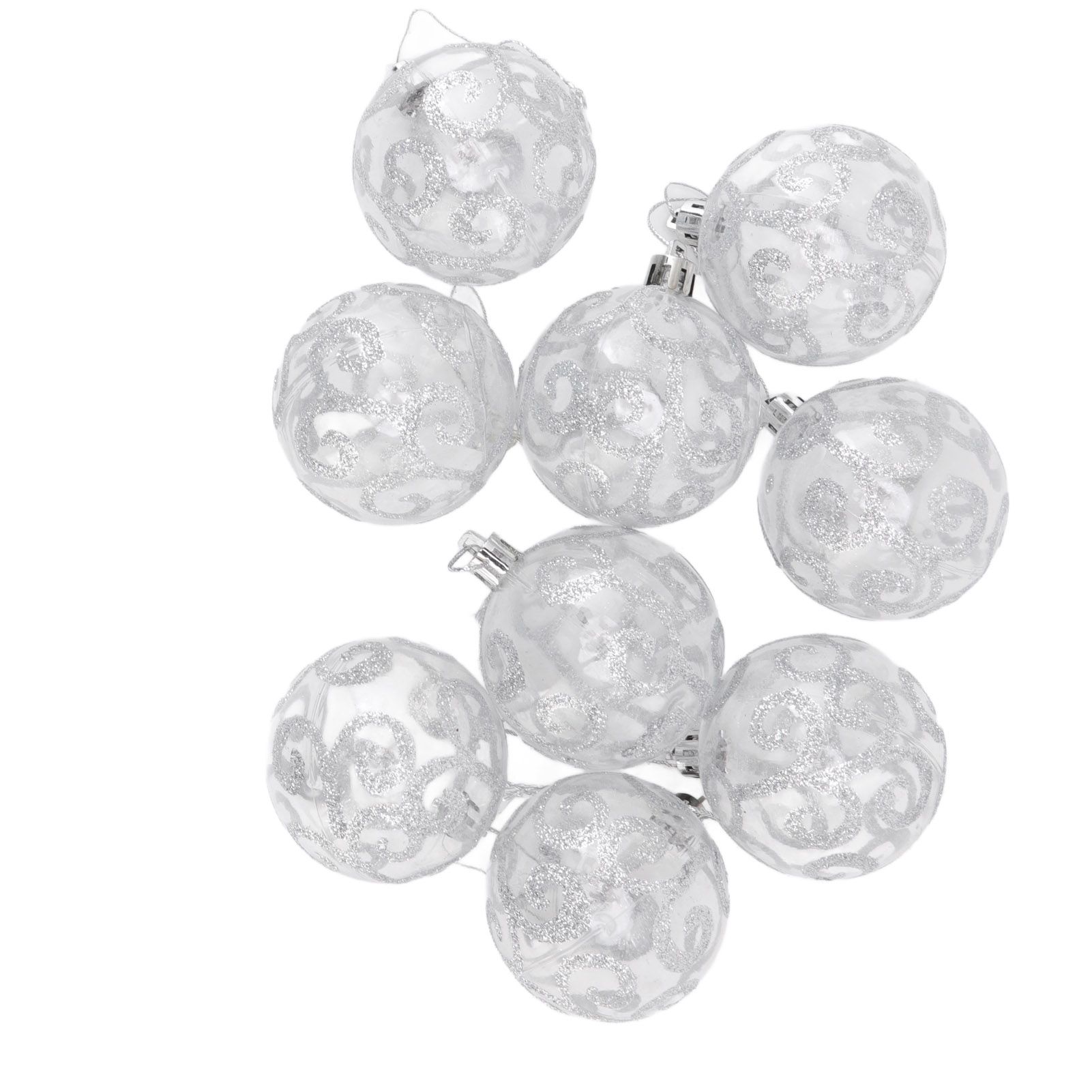 9Pcs Christmas Ball Ornaments Exquisite Plastic Shatterproof Hanging Christmas Tree Ornaments for Home Silver - Image 6