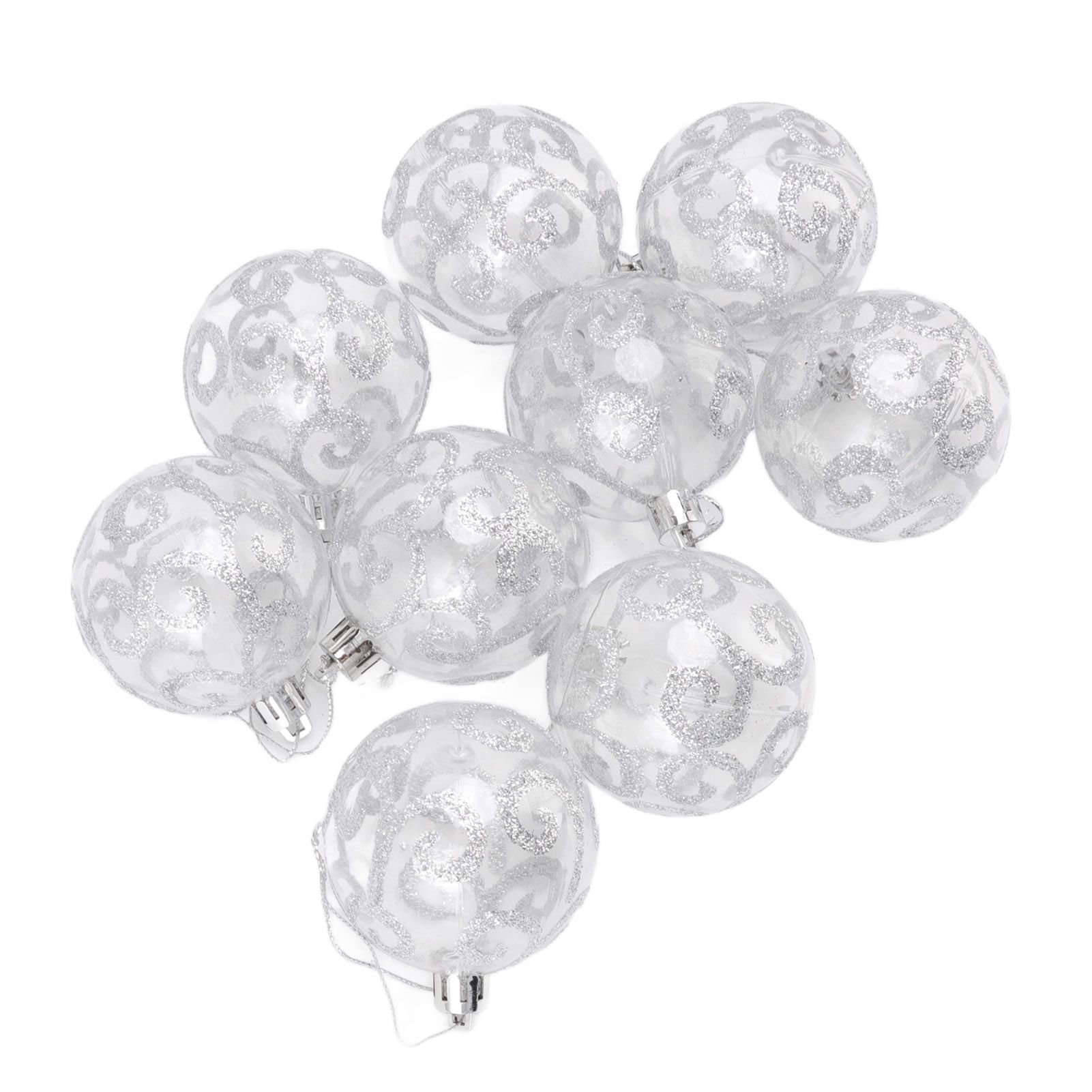 9Pcs Christmas Ball Ornaments Exquisite Plastic Shatterproof Hanging Christmas Tree Ornaments for Home Silver - Image 7